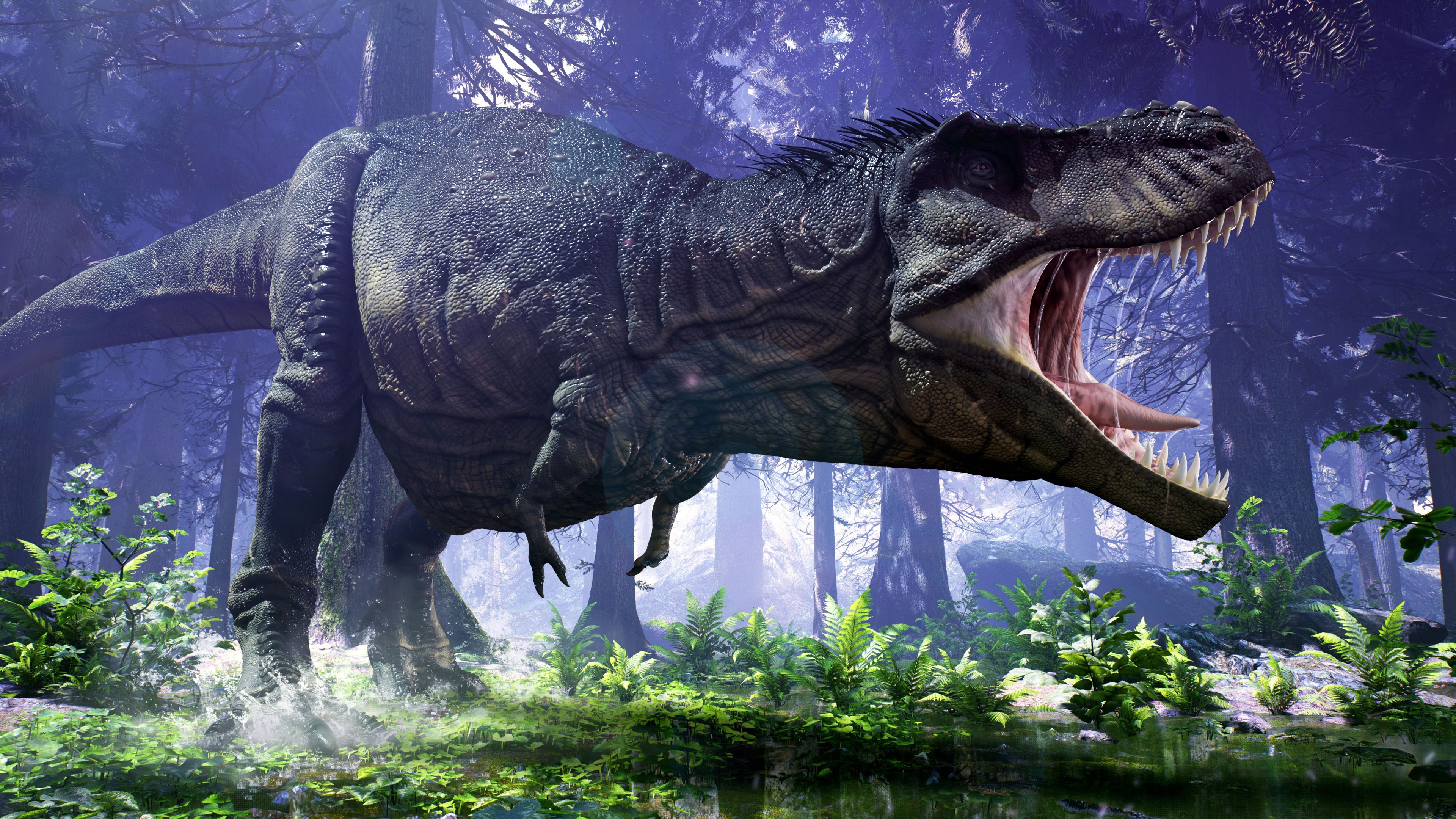 Tyrannosaurus Rex in 4K, Forest wall art, Mesozoic beauty, Digital masterpiece, 3840x2160 4K Desktop