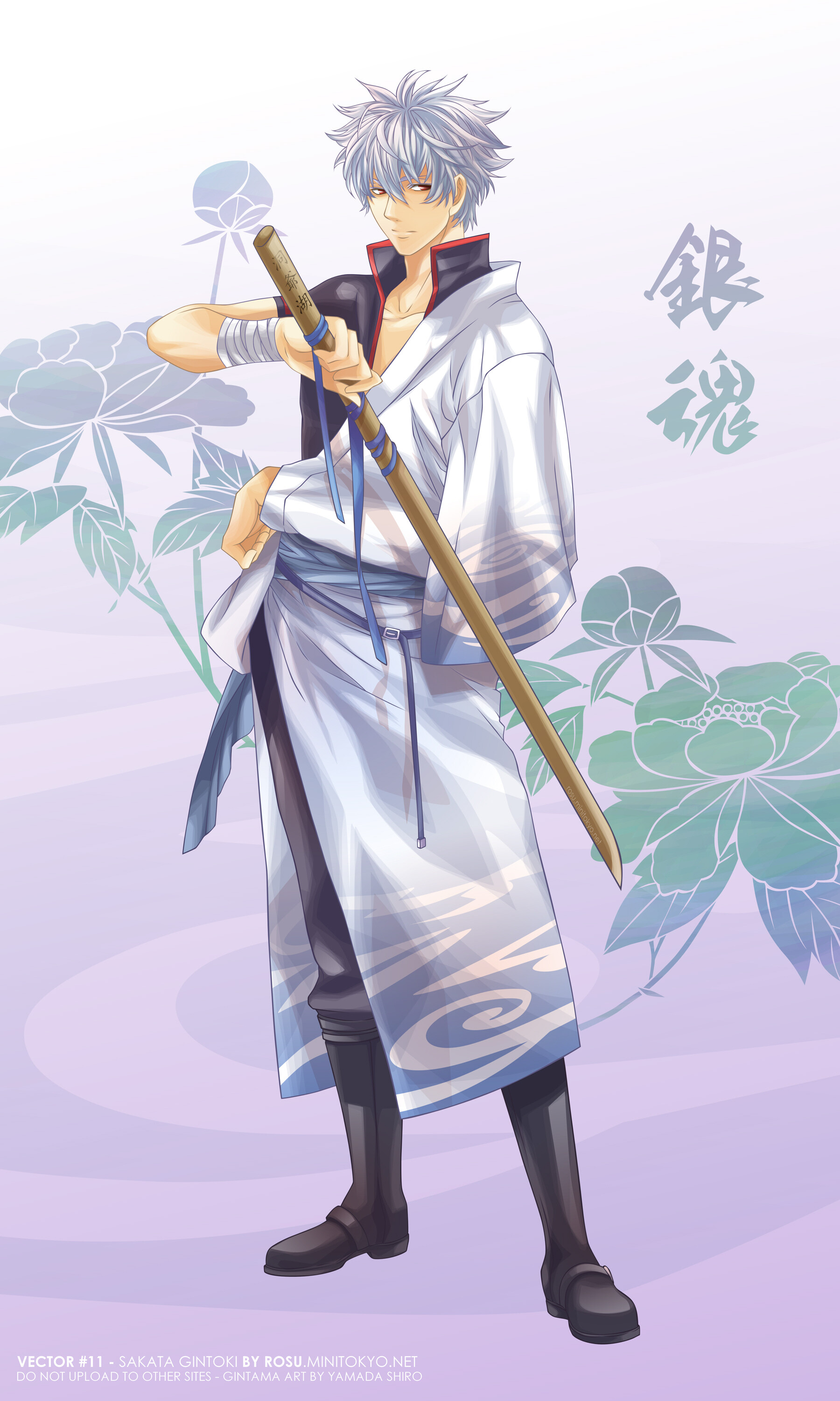 Gintoki Sakata: Gintama character, The founder and president of the Yorozuya, A highly-skilled samurai. 1800x3000 HD Background.