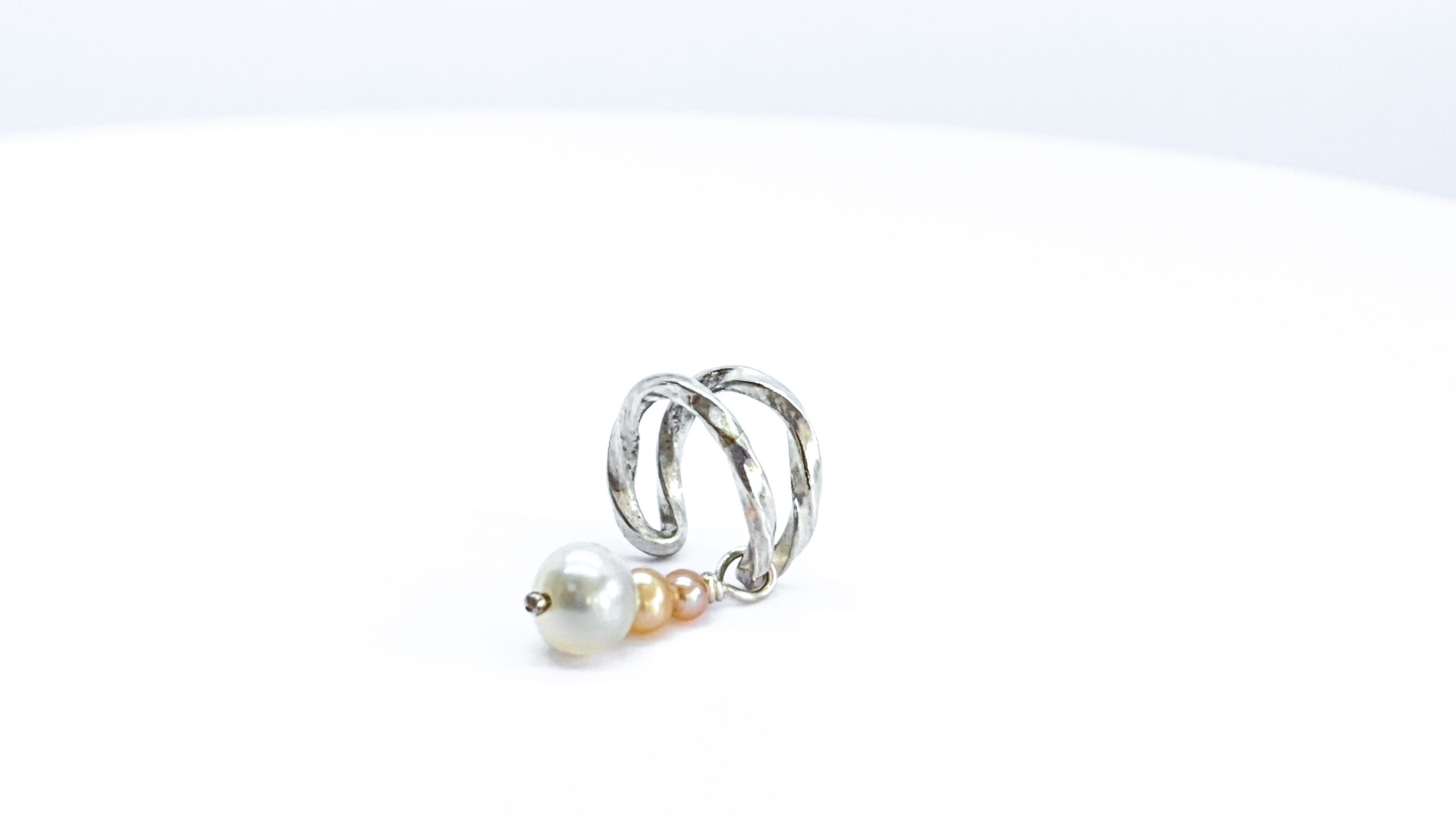 Sterling silver ear cuff, Pearl drop pendant, Unique and artistic design, Contemporary and elegant, 2560x1440 HD Desktop