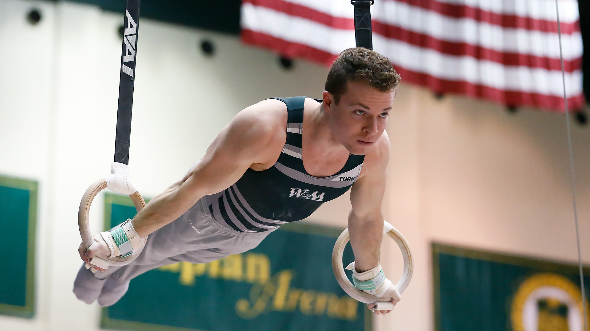 Rings (Gymnastics): Jack Hasenkopf, NCAA Championships individual qualifier, William and Mary Athletics. 1920x1080 Full HD Wallpaper.