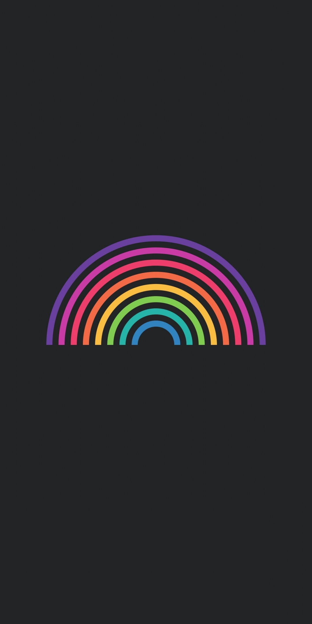 Rainbow Colors: Minimalism, Abstract arc, Symmetry, Pattern. 1080x2160 HD Background.