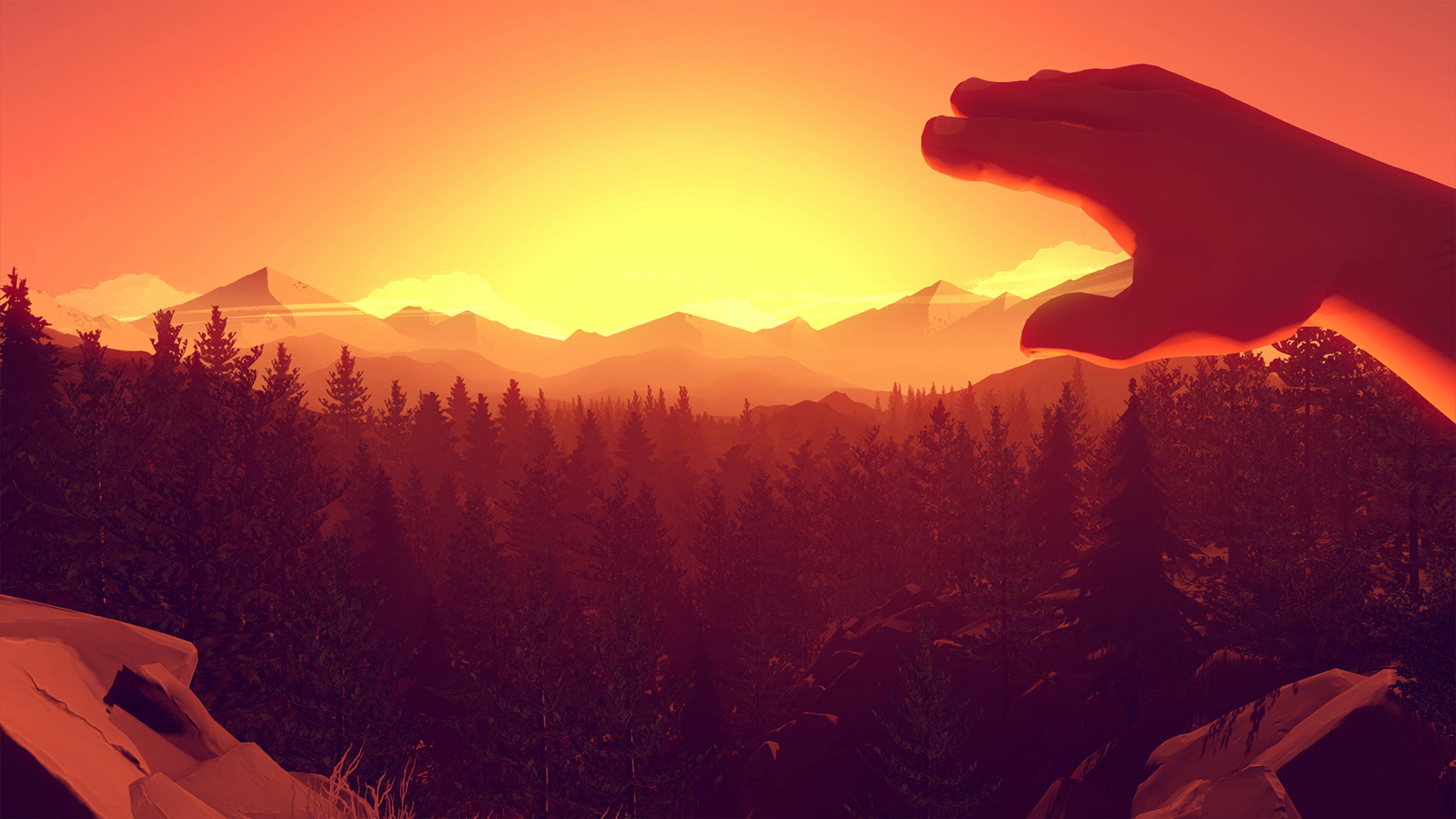 Firewatch: The story follows a fire lookout named Henry who works in Shoshone National Forest, a year after the Yellowstone fires of 1988, A month after his first day at work, strange things begin happening to him and his supervisor Delilah. 3840x2160 4K Background.