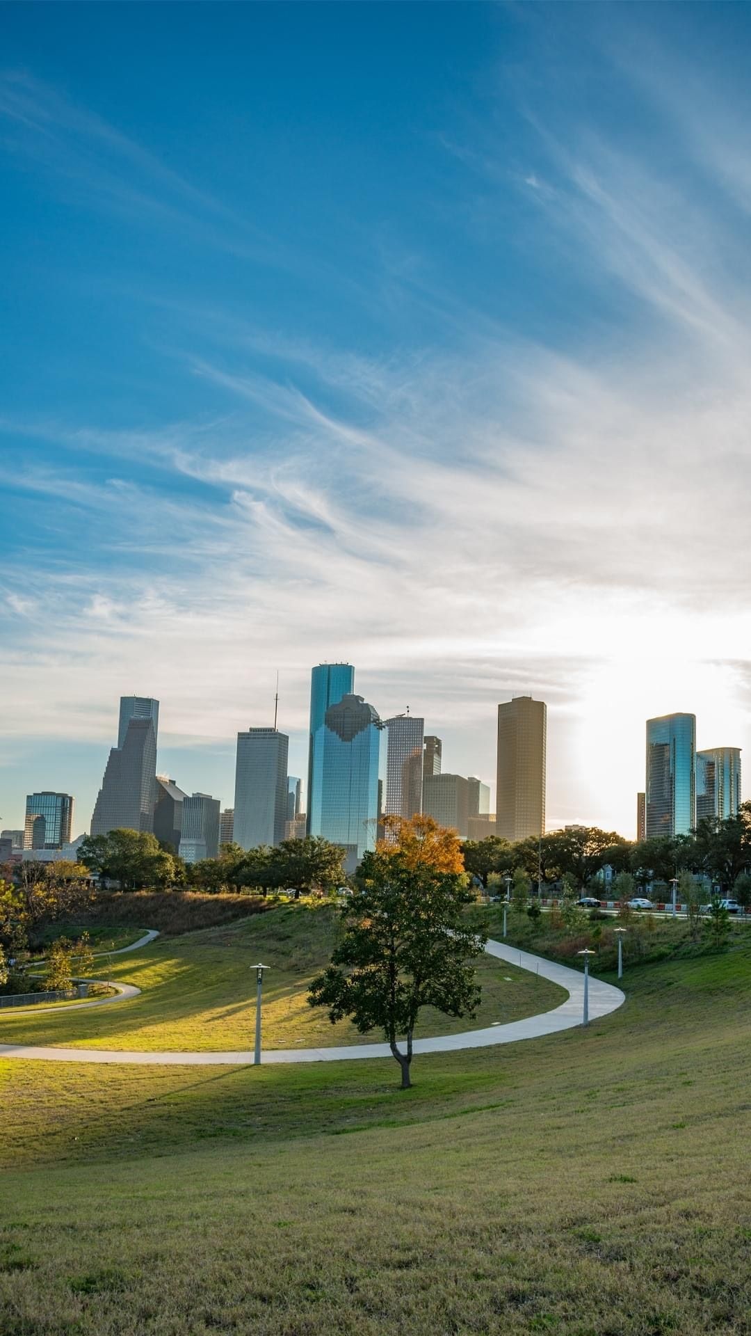 Eleanor Tinsley Park, Houston Skyline Wallpaper, 1080x1920 Full HD Handy
