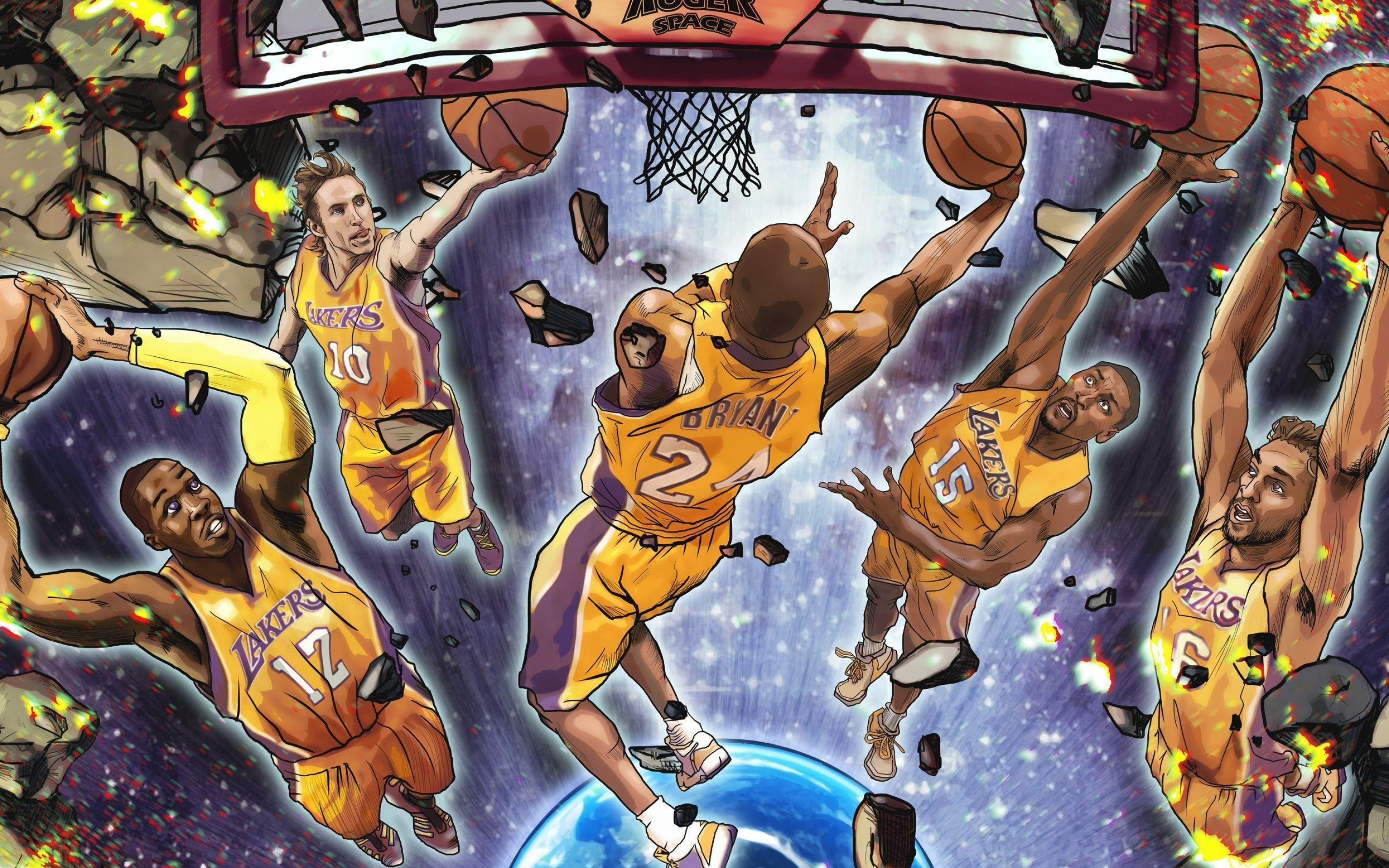 Los Angeles Lakers: NBA, Basketball, Kobe Bryant, Thomas Robinson, Pau Gasol, Dwight Howard. 2880x1800 HD Wallpaper.