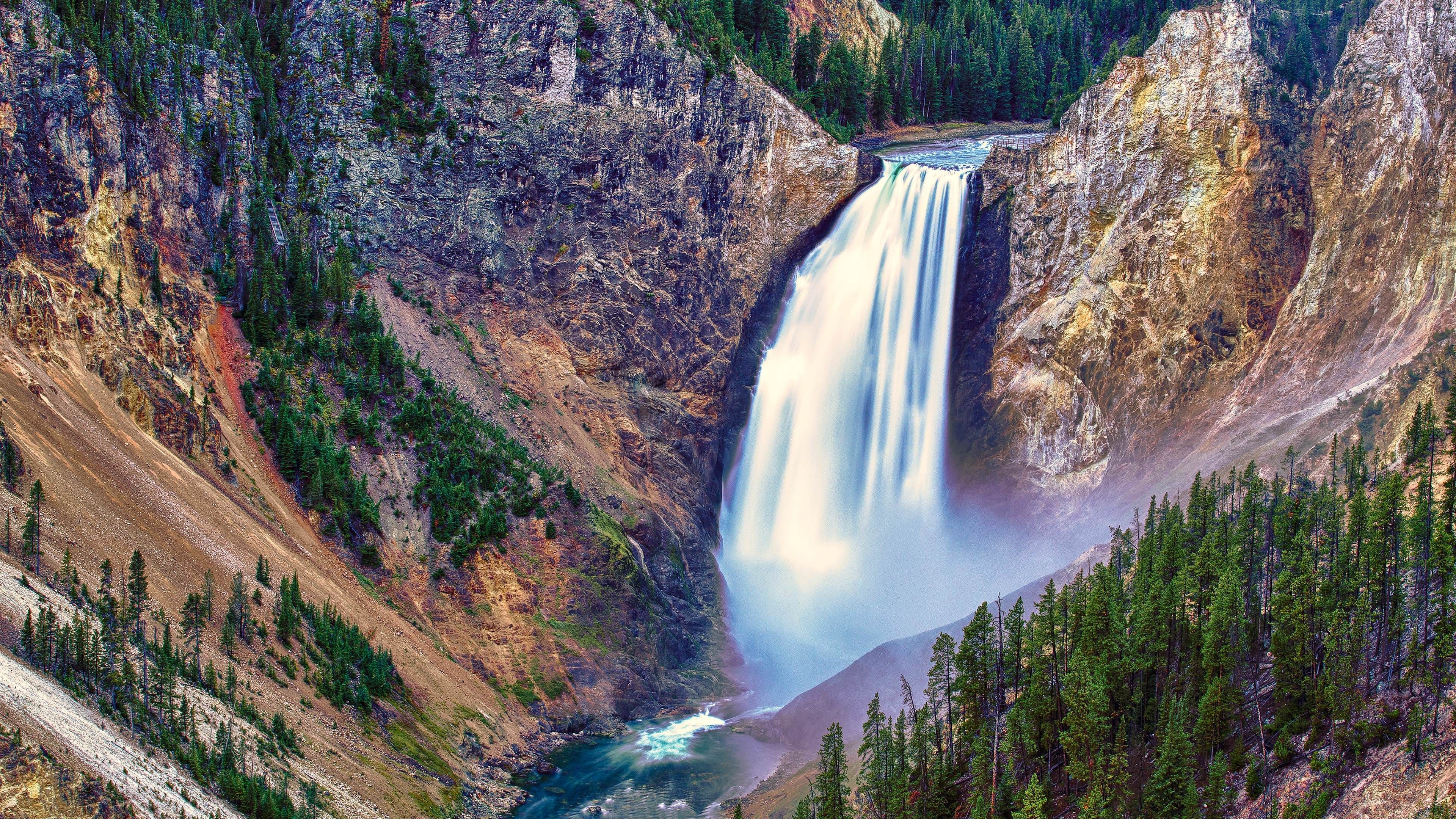 Yellowstone National Park, Captivating waterfalls, Serene beauty, Nature's power, 3840x2160 4K Desktop