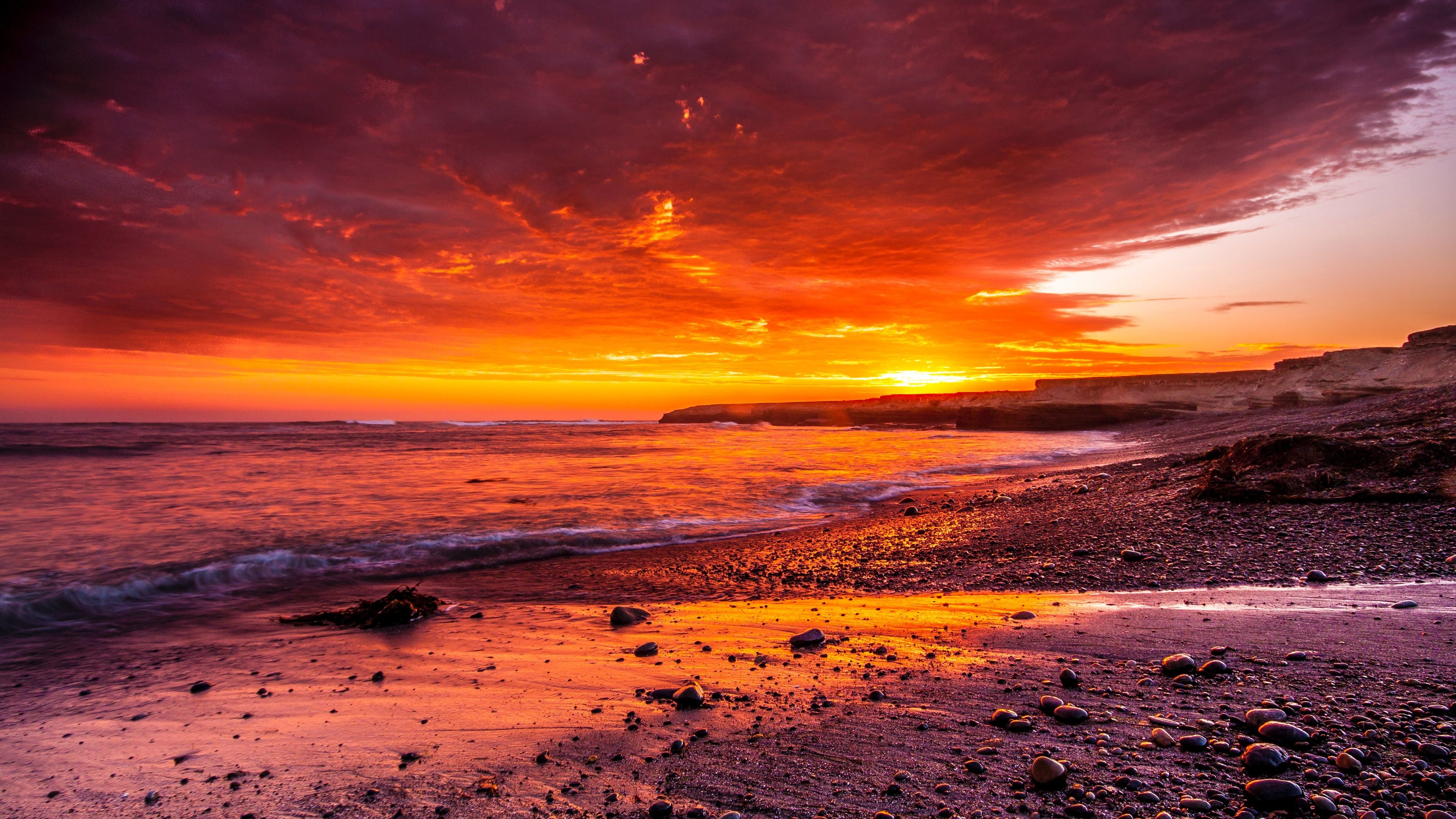 Captivating ocean sunrise, Vibrant colors, Serene nature, Stunning view, 3840x2160 4K Desktop
