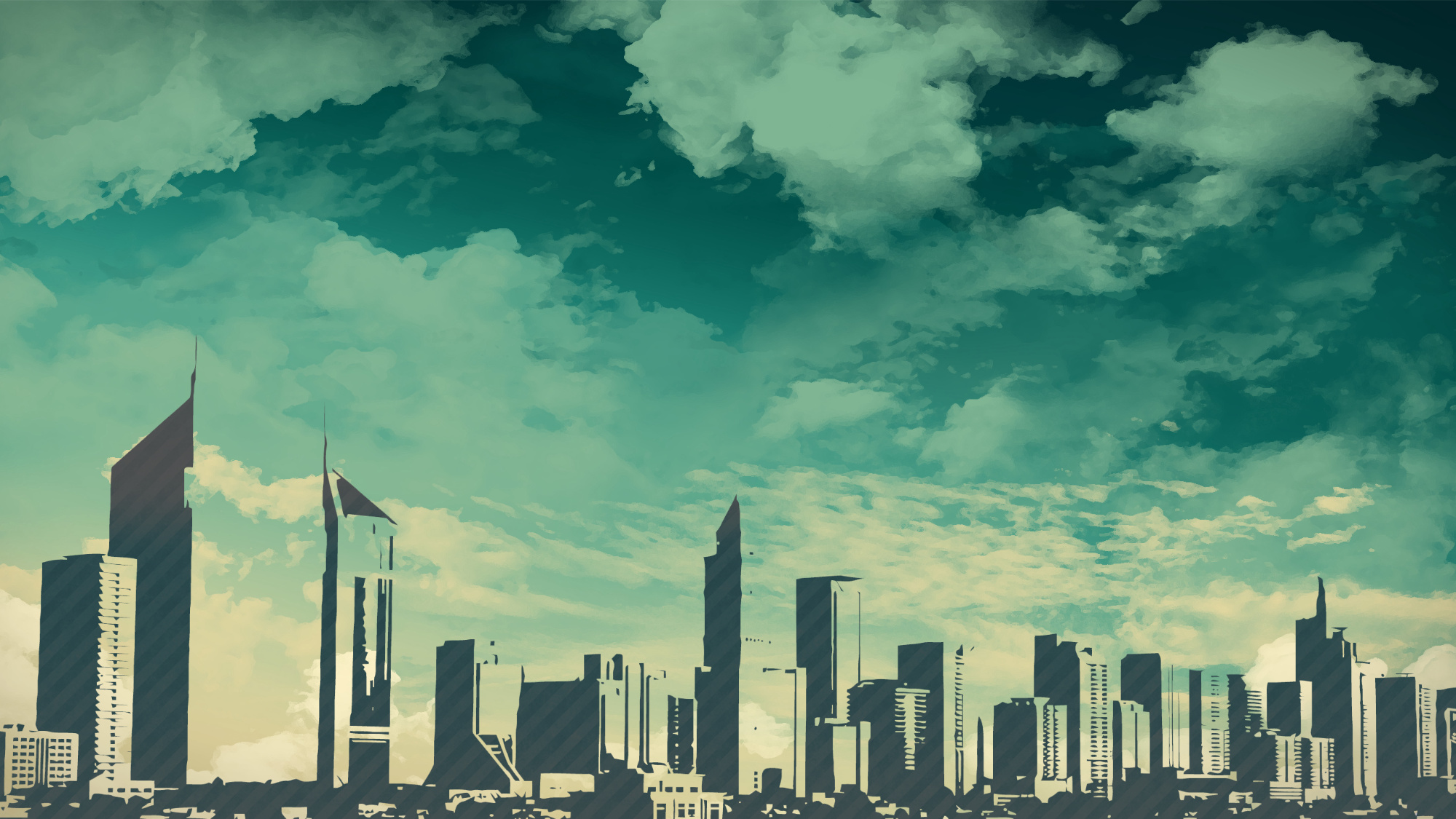 Cartoon Skyline, Arab cityscape, Middle east, Desert, 2000x1130 HD Desktop