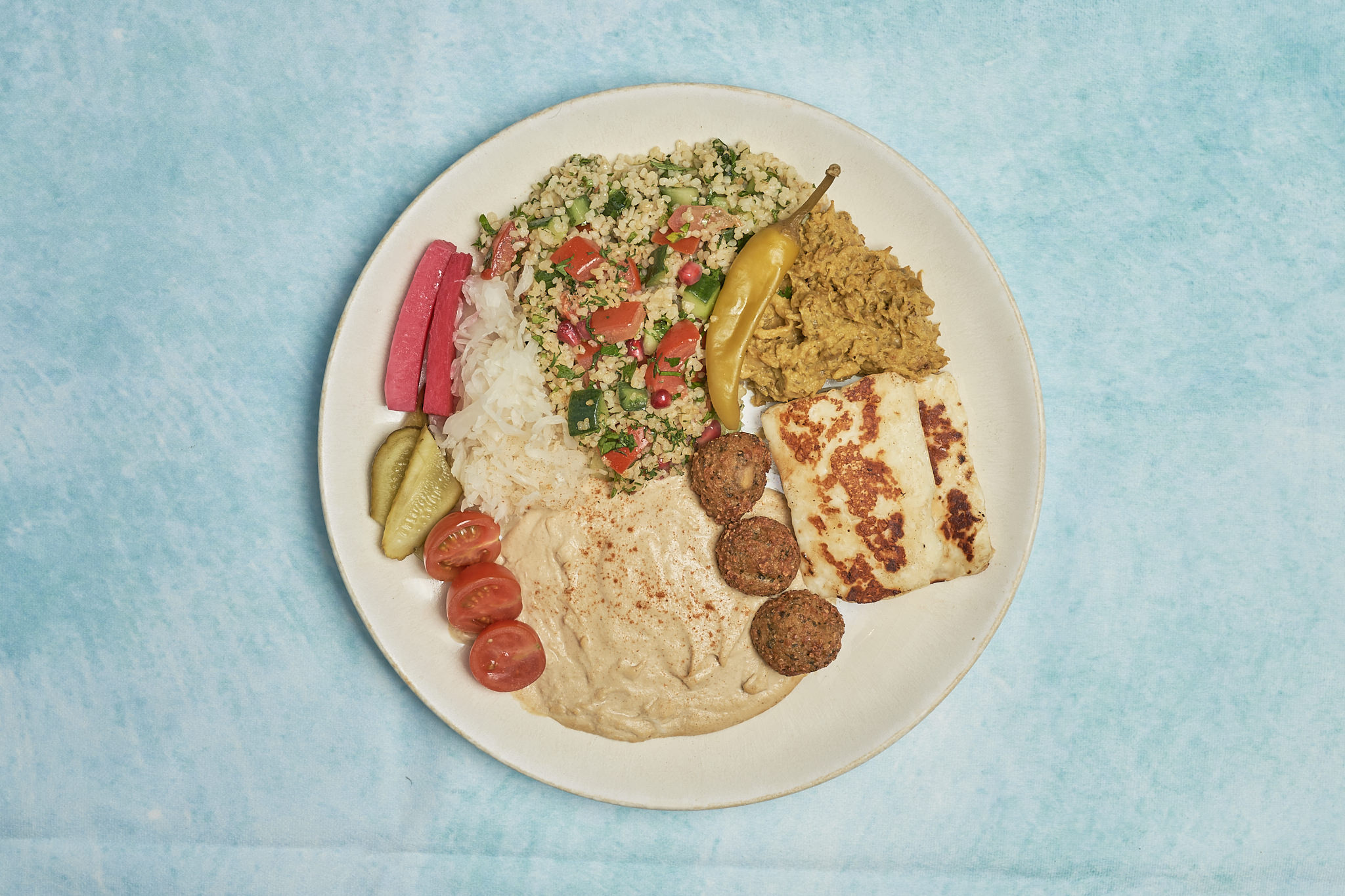Falafel halloumi plate, Mediterranean flavors, Middle Eastern cuisine, Satisfying meal, 2050x1370 HD Desktop