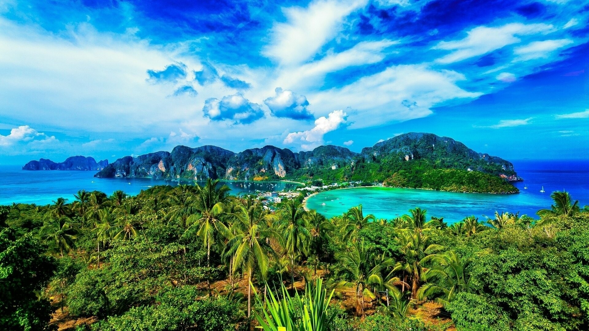 Phi Phi: A six-island archipelago, Thailand’s Andaman coast. 1920x1080 Full HD Wallpaper.