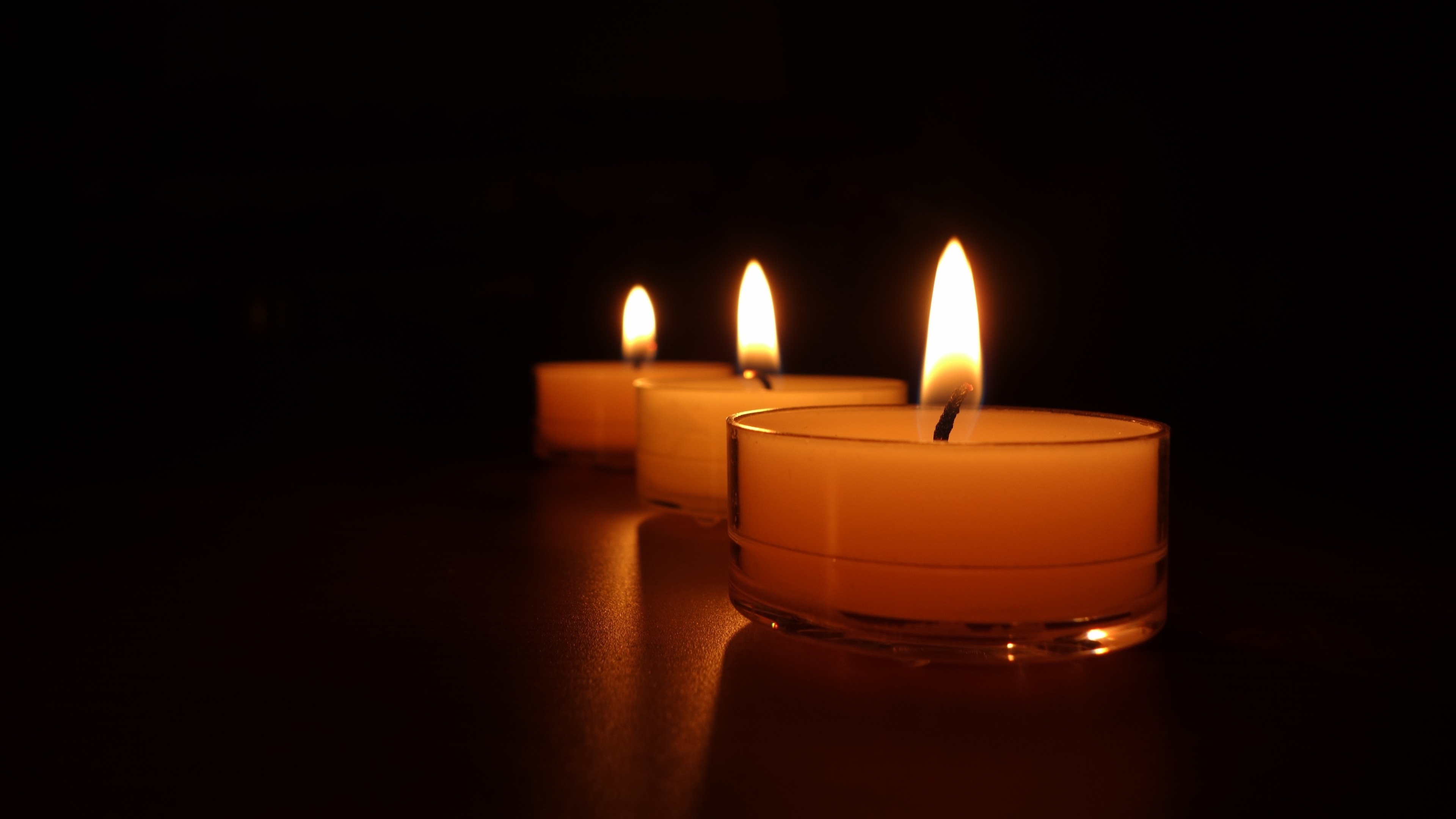 Candle flames, Flickering light, Intimate glow, Serene ambiance, Relaxing atmosphere, 3840x2160 4K Desktop