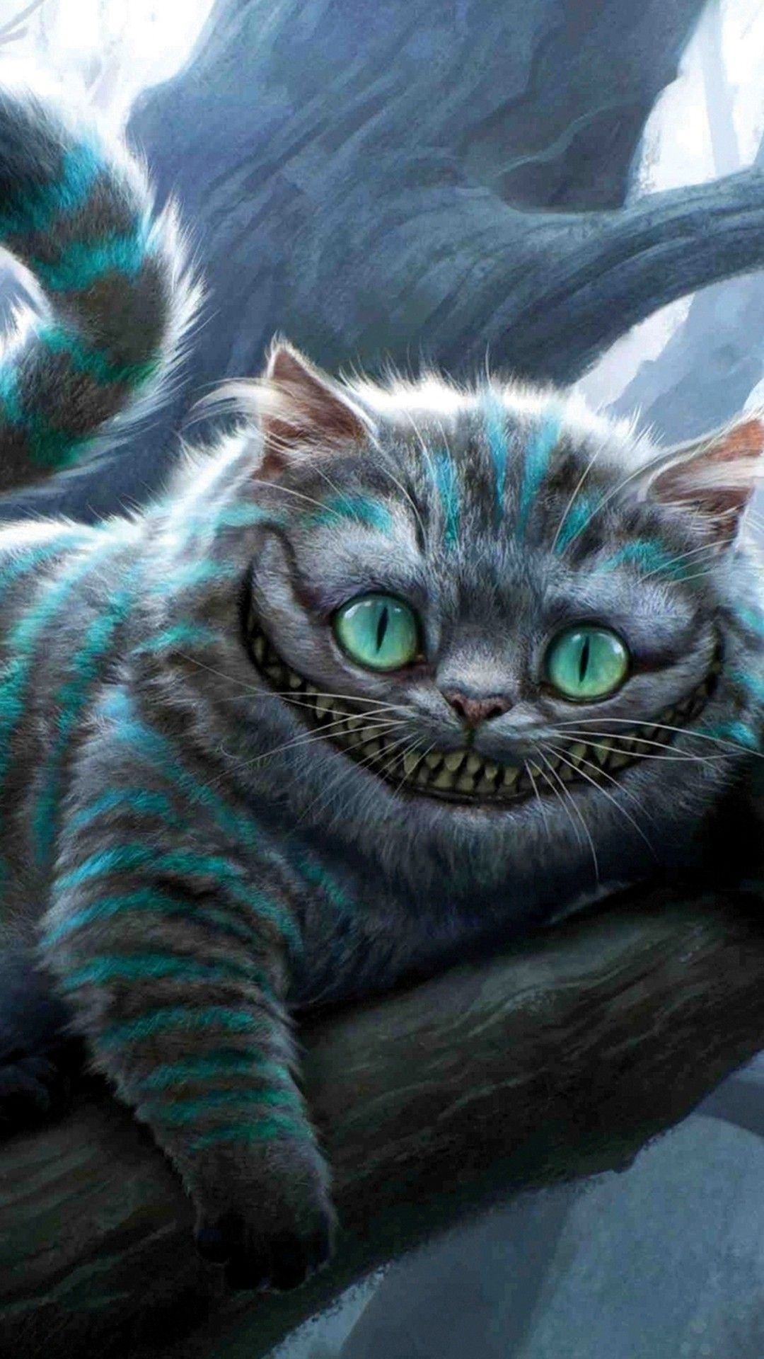Cheshire Cat: Lewis Carroll’s Alice in Wonderland, Fantastic creature. 1080x1920 Full HD Wallpaper.