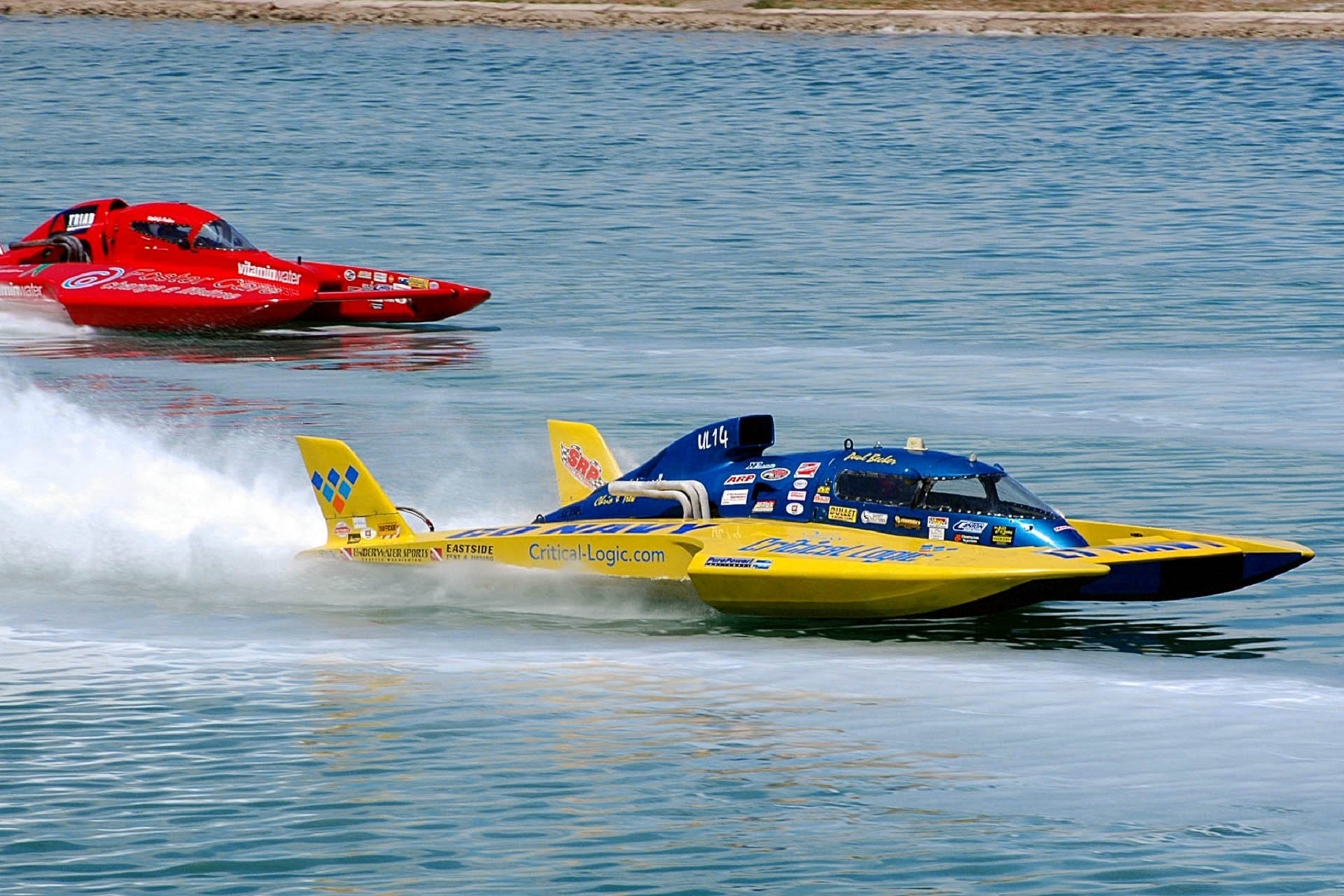 Hydroplane: Speed boat that can skim along the water's surface at high speeds. 1920x1280 HD Background.