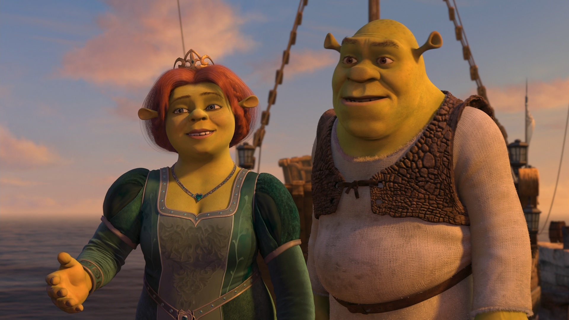 Love in Shrek, Shrek and Fiona, Film romance, Fairy tale love story, 1920x1080 Full HD Desktop