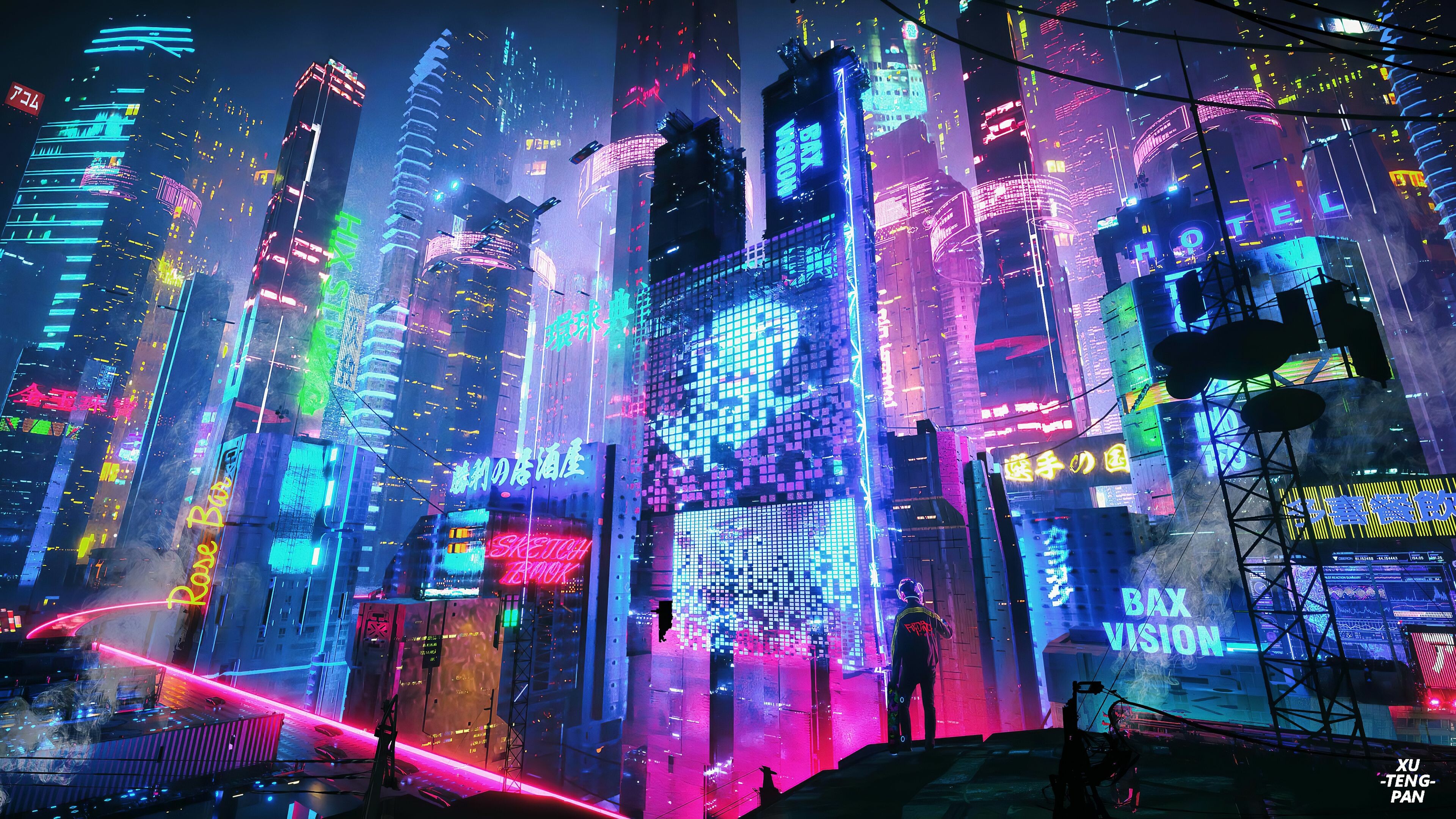 Neon: Cyberpunk, Neon City, Futuristic environment. 3840x2160 4K Wallpaper.