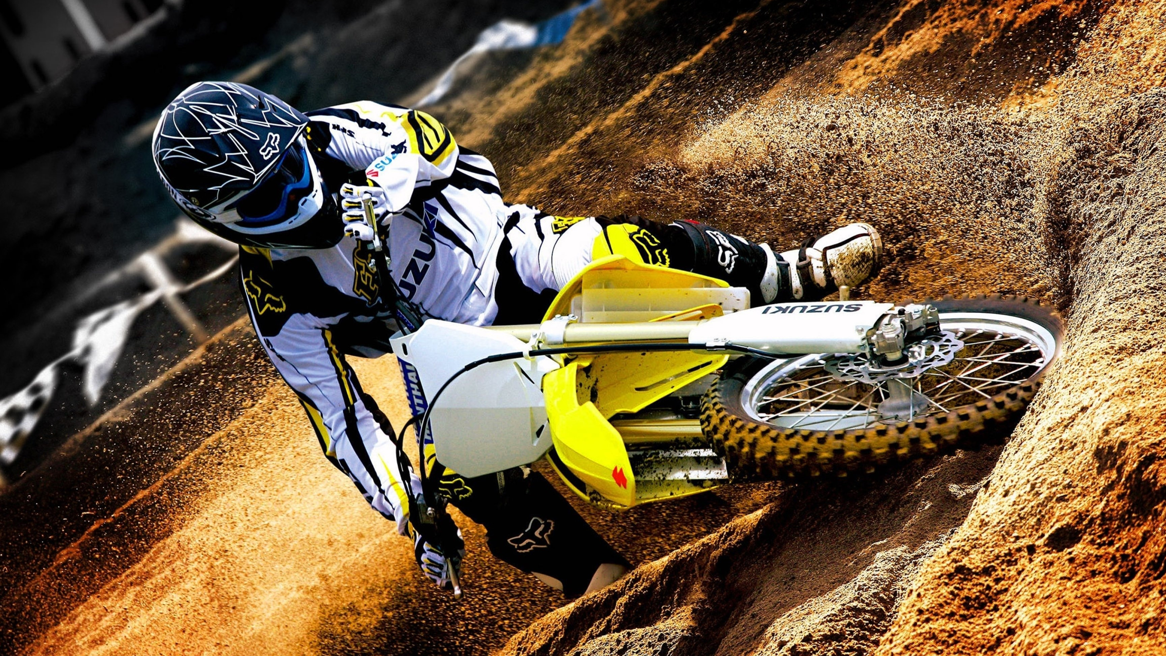 Motocross: Motorcycles Extreme Speed Challenge, Fourth of July Sports Event, Suzuki Rider, Race 2022. 3840x2160 4K Background.