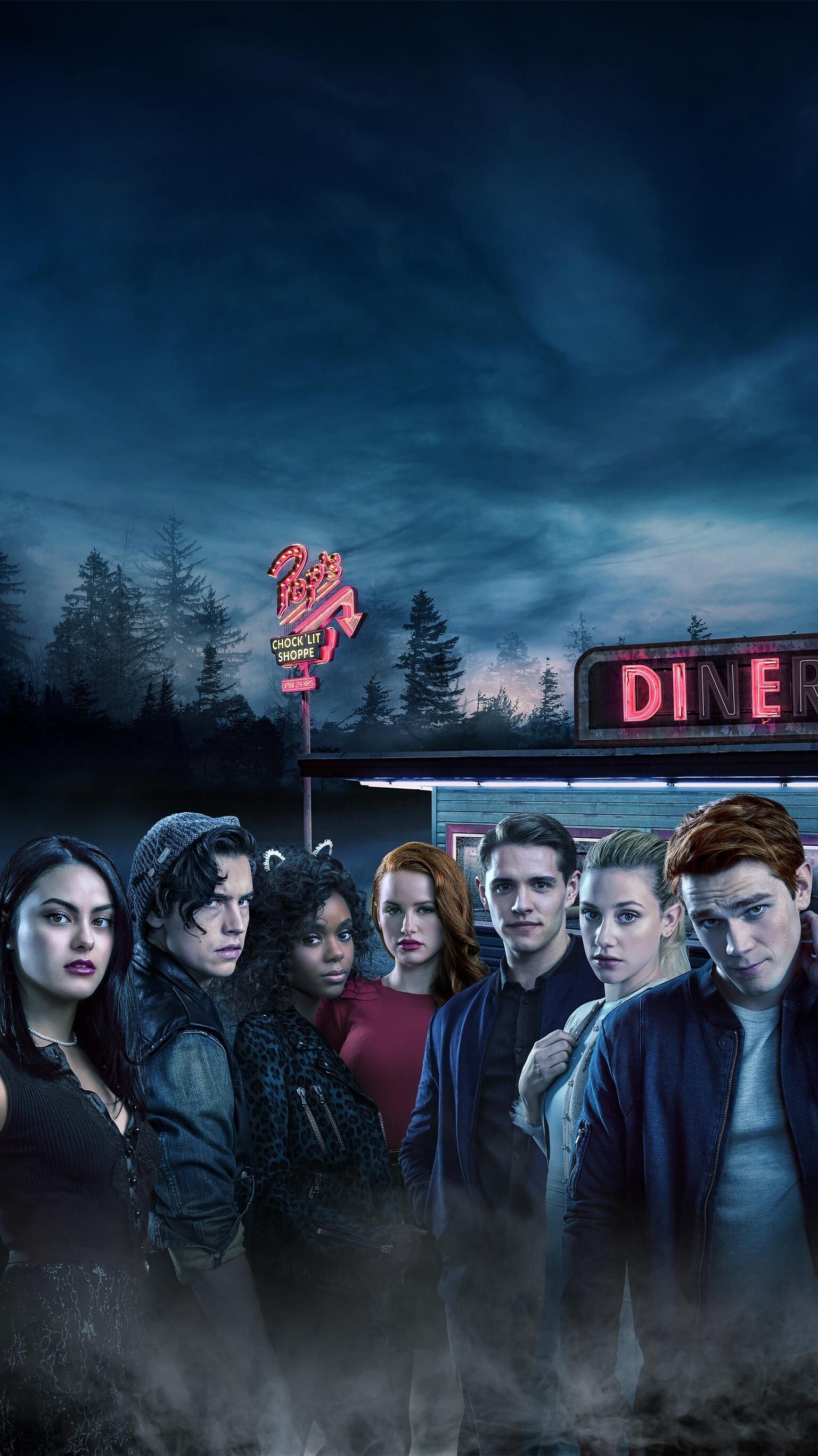 Riverdale (TV Series): Netflix, KJ Apa, Lili Reinhart, Camila Mendes, Cole Sprouse, Madelaine Petsch, Pop's. 1540x2740 HD Wallpaper.