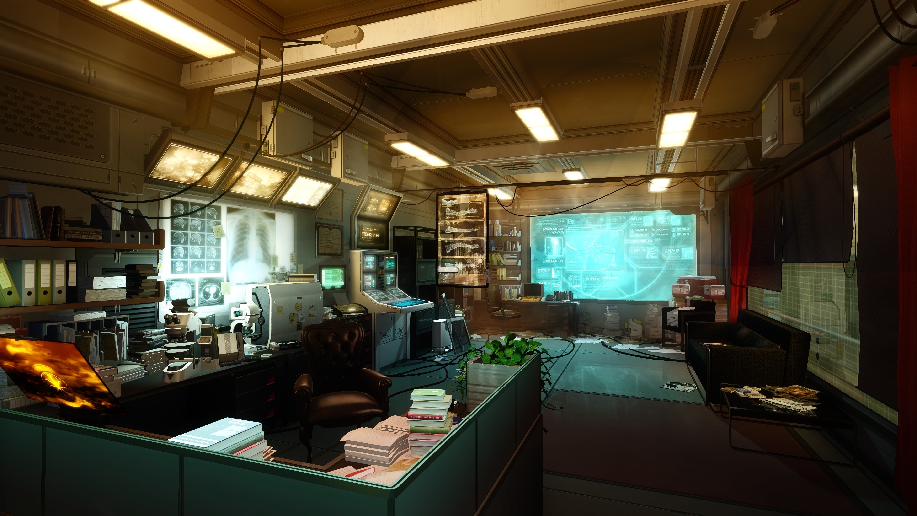 Deus Ex gaming, Room wallpaper, Futuristic vehicle, Interior design, 3840x2160 4K Desktop