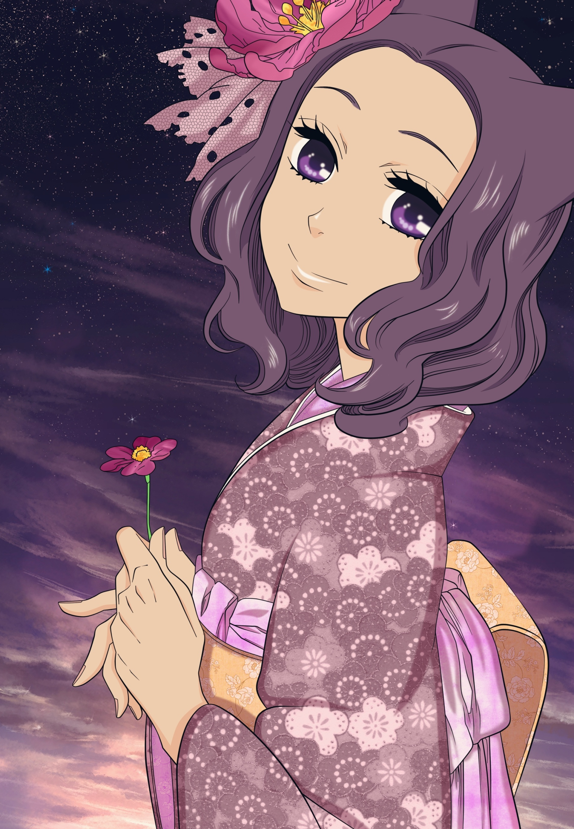 Otome Youkai Zakuro anime, Zakuro Hoshino, Lily art, Beautiful imagery, 2000x2890 HD Handy