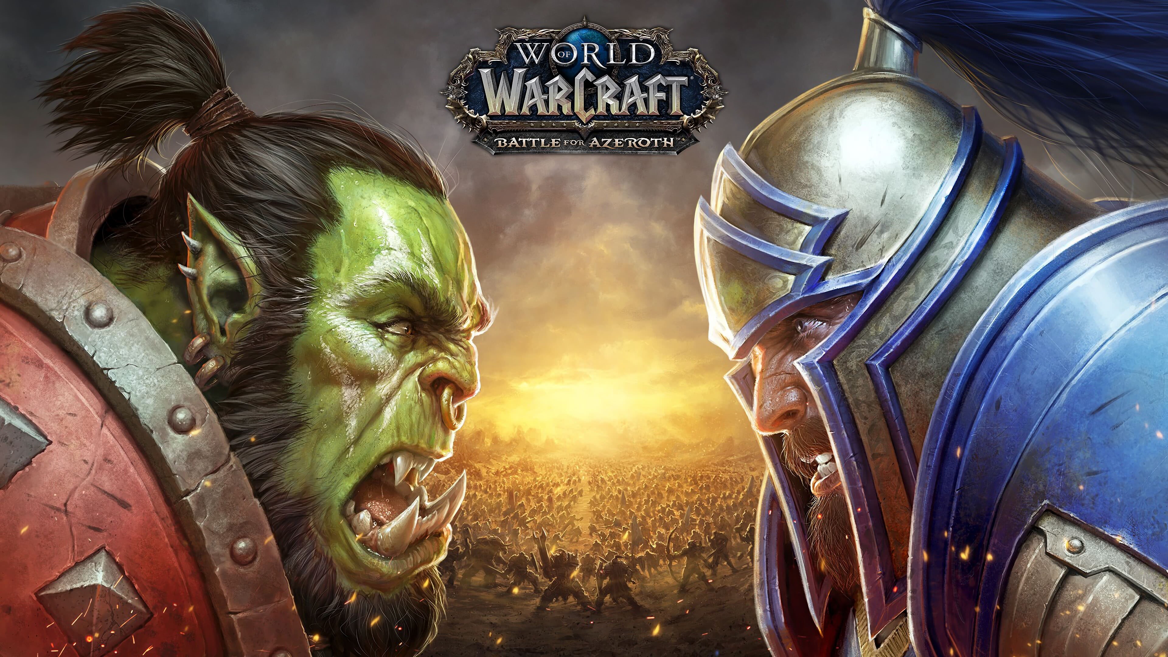 World of Warcraft: Battle For Azeroth, Horde Vs Alliance. 3840x2160 4K Wallpaper.