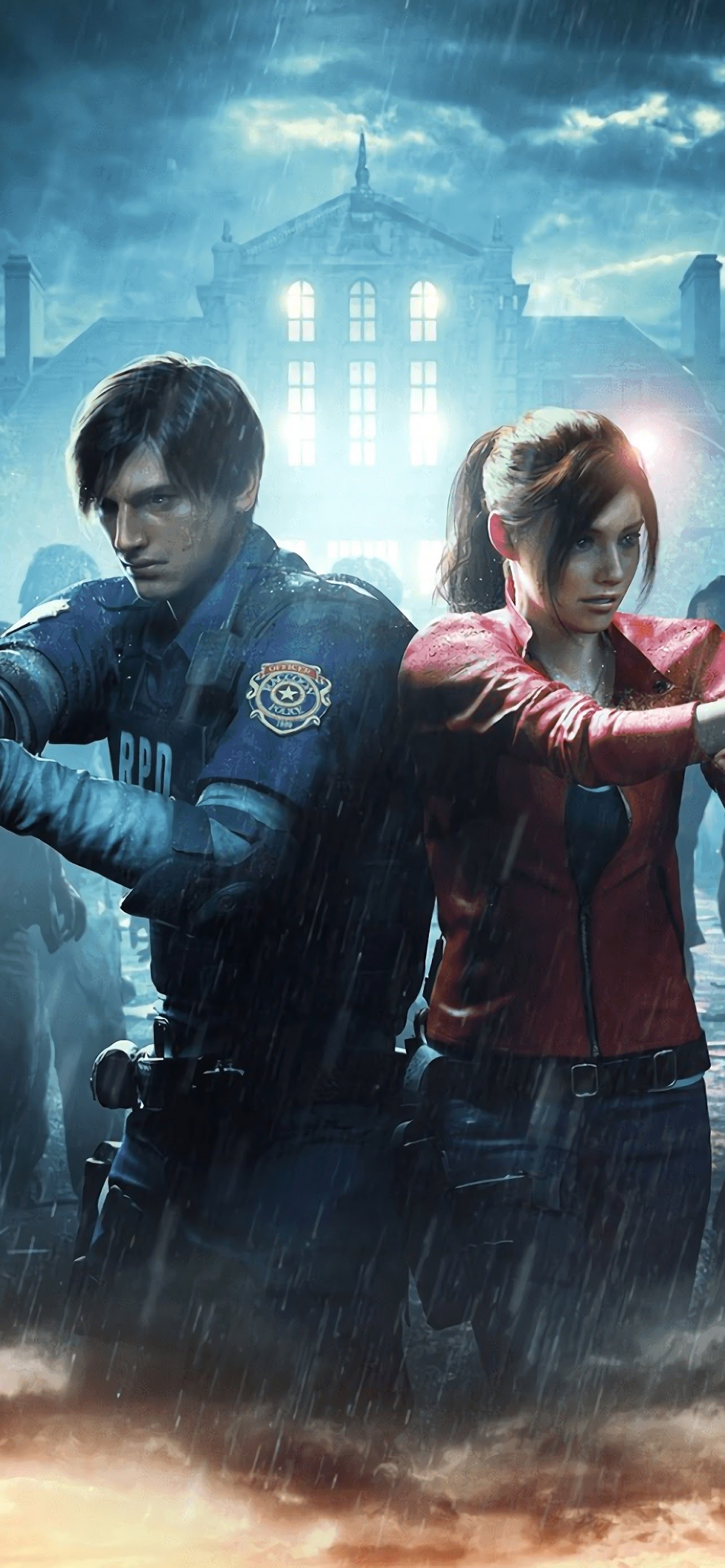 Leon S. Kennedy, Resident Evil 2, Claire Redfield, 4K wallpaper, 1290x2780 HD Phone