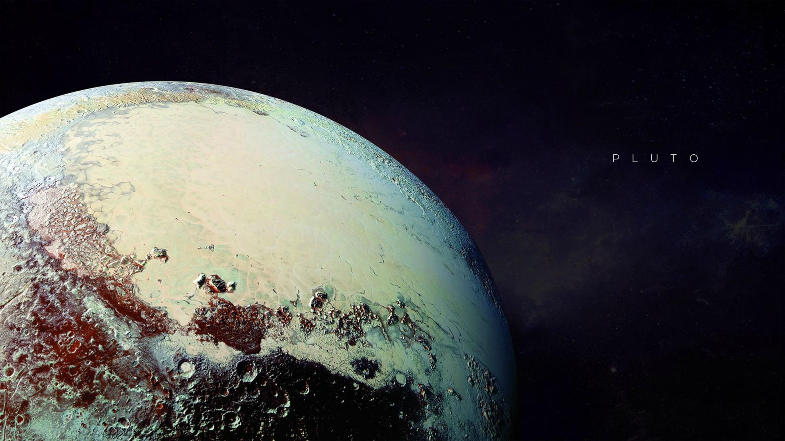 Pluto: Space, The Solar System, A dwarf planet, was discovered in 1930, the first object in the Kuiper belt. 2560x1440 HD Wallpaper.
