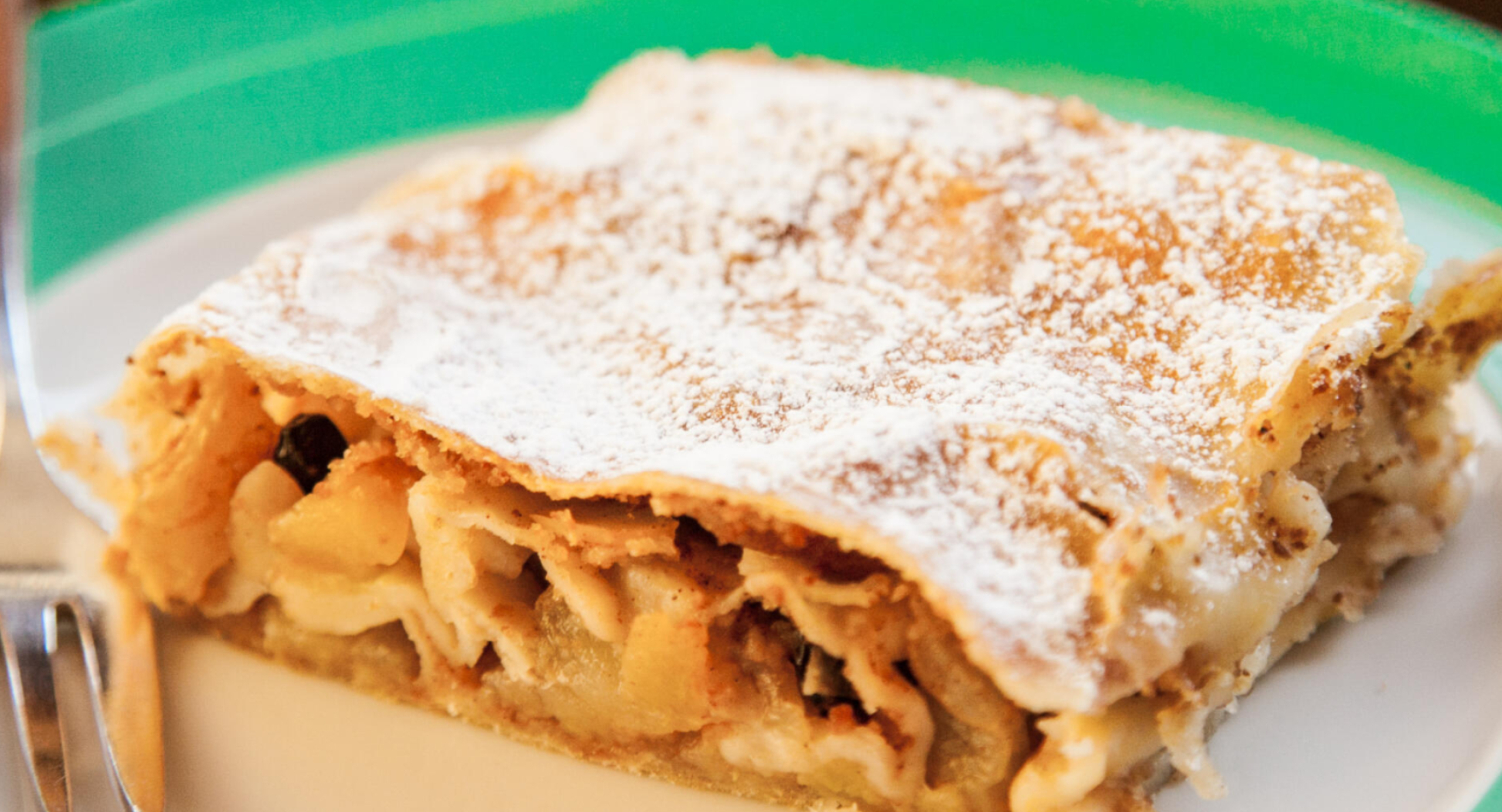 Strudel: Popular treat in traditional Viennese cafe, Iconic dessert. 2560x1390 HD Wallpaper.