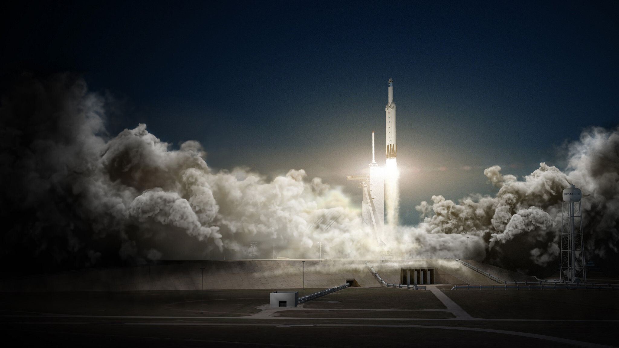 SpaceX: An American aerospace manufacturer, Headquartered in Hawthorne, California. 2050x1160 HD Background.