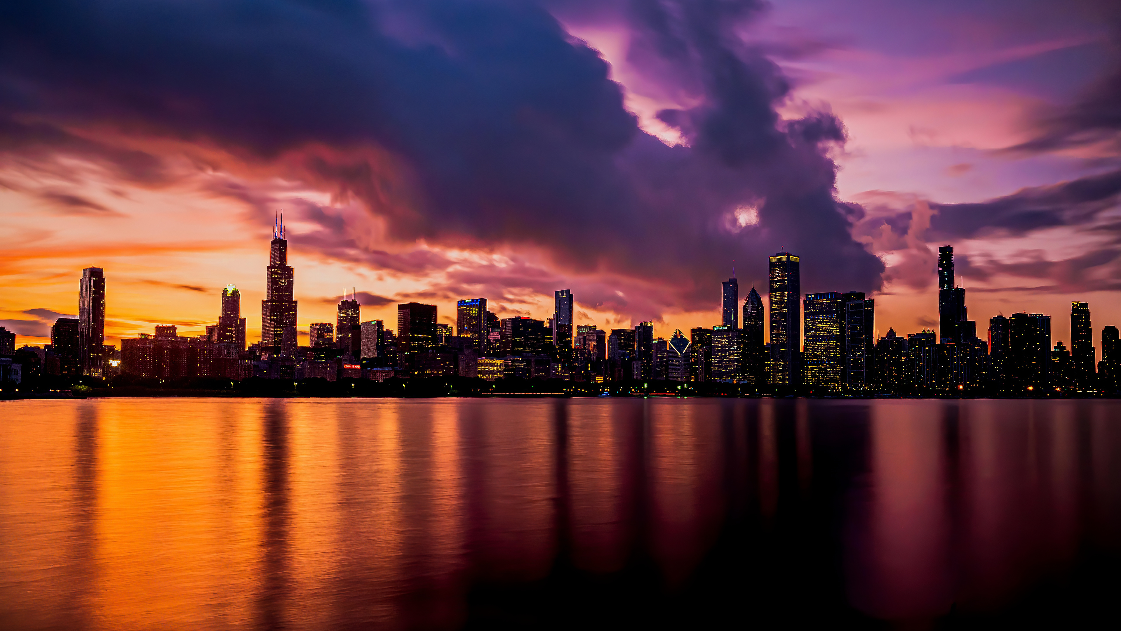 Chicago: The most populous city in the U.S. Midwest, Skyline. 3840x2160 4K Wallpaper.