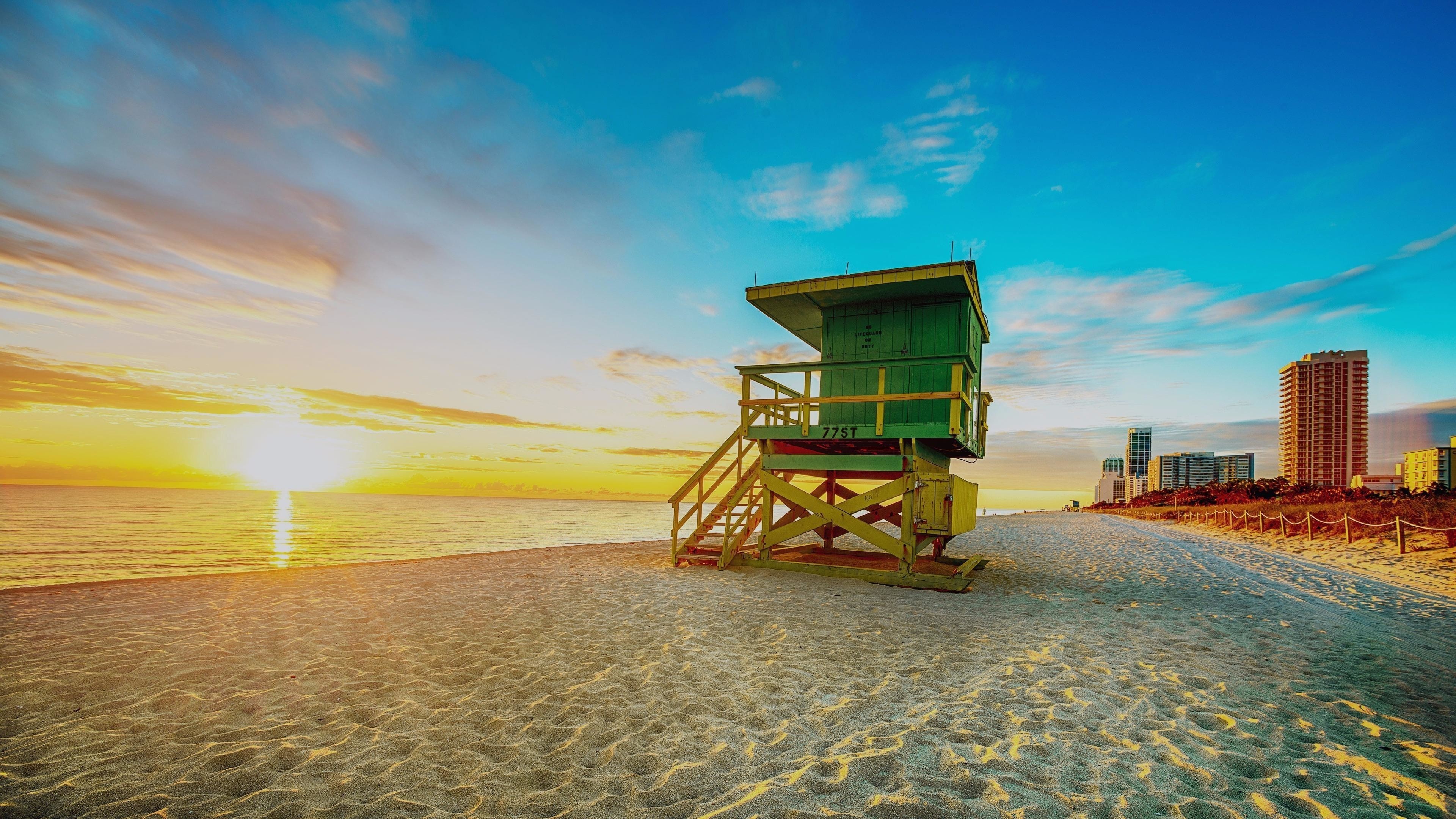 Miami travels, Beach wallpaper, Palm trees, Tropical getaway, 3840x2160 4K Desktop
