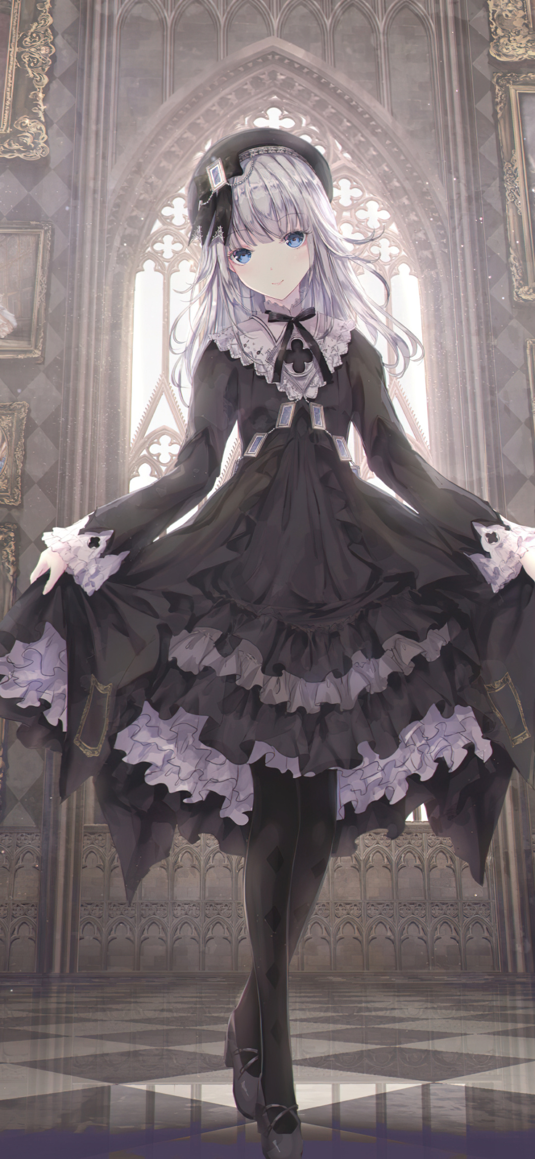 Gothic Anime: Victorian dress, Gothic Lolita fashion, Temple, Medieval period, Subculture. 1080x2340 HD Wallpaper.