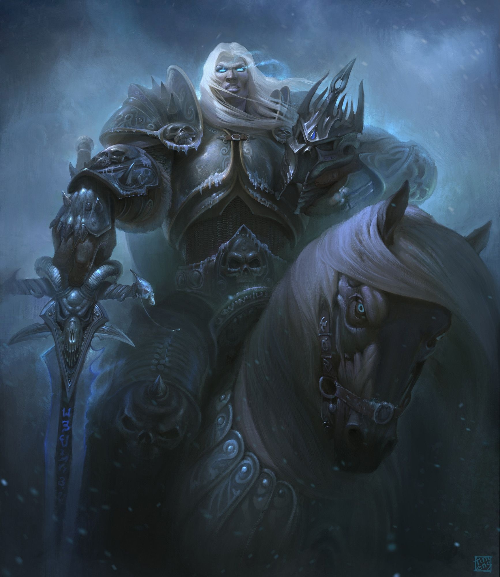 Lich King, Mundo de Warcraft, Caballero de la Muerte, Ilustraciones Warcraft, 1740x2000 HD Handy
