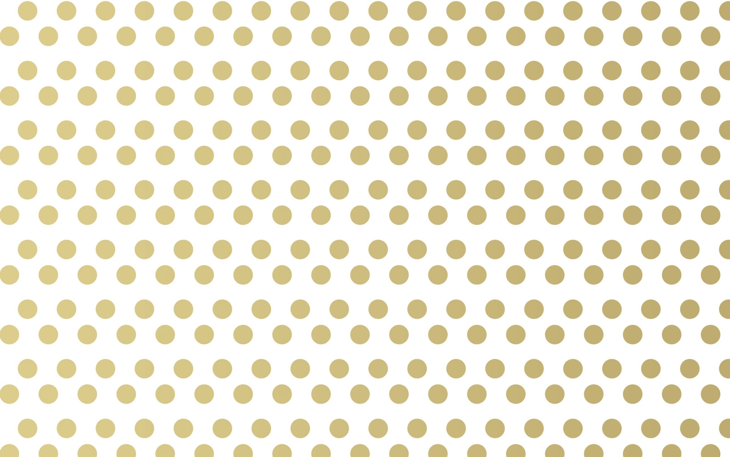 Gold Polka Dot: A pattern made up of numerous circles on a white background, Diagonal repeat layout. 2560x1610 HD Wallpaper.