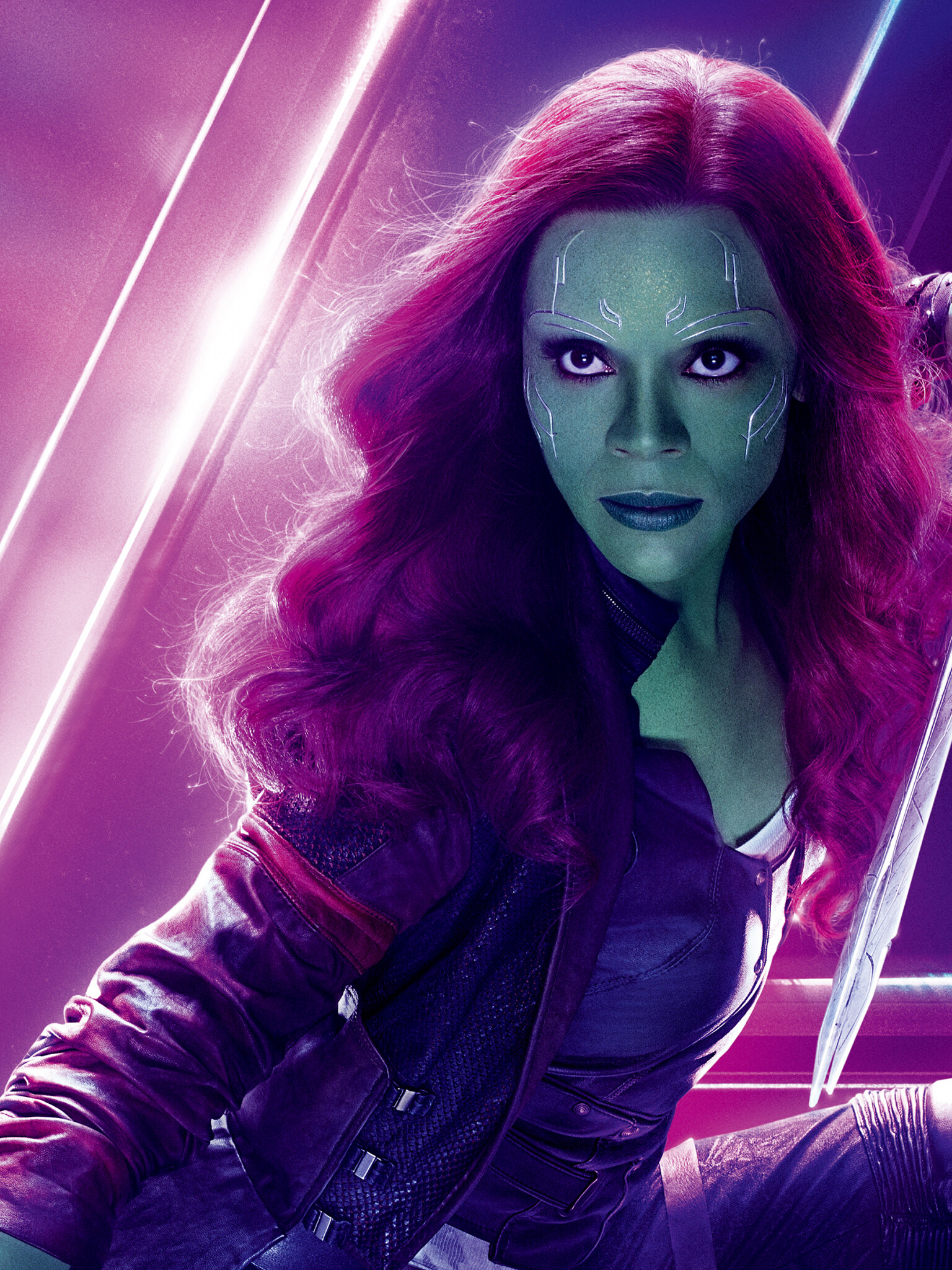 Zoe Saldana, Gamora in Avengers Infinity War, 4K wallpapers, 1540x2050 HD Phone