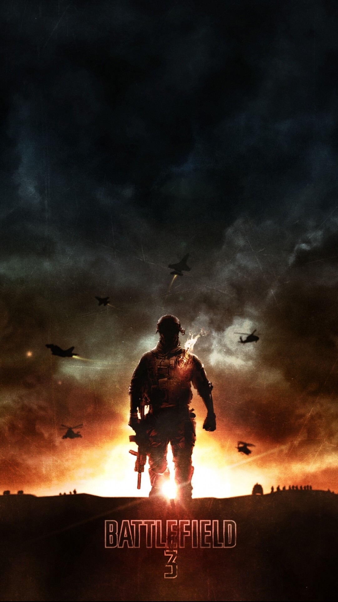Battlefield 3: The player controls Sergeant Henry "Black" Blackburn, Gameplay. 1080x1920 Full HD Background.