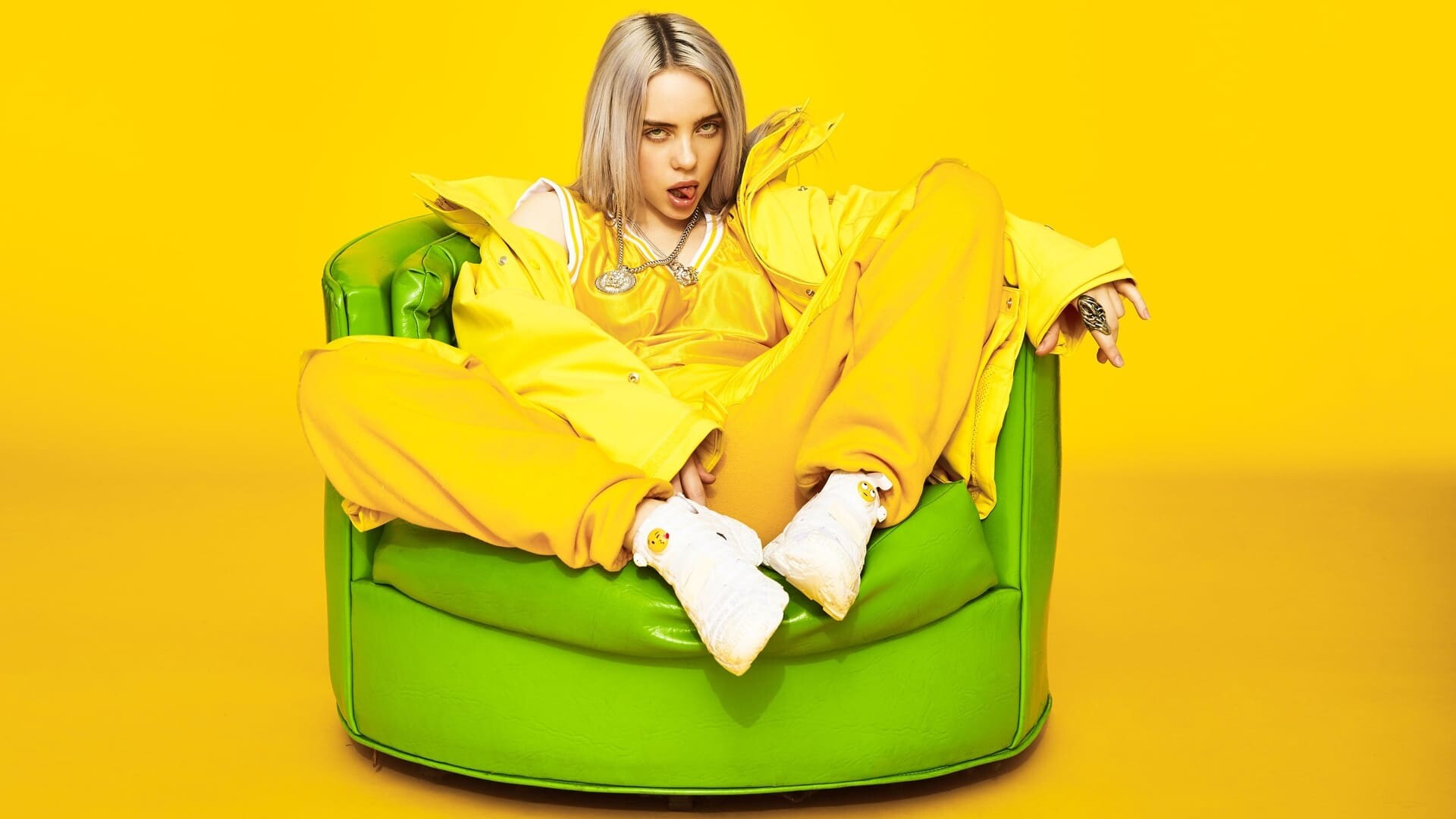 Billie Eilish: When We All Fall Asleep, Where Do We Go?, The highest-selling debut album of 2019. 1920x1080 Full HD Background.