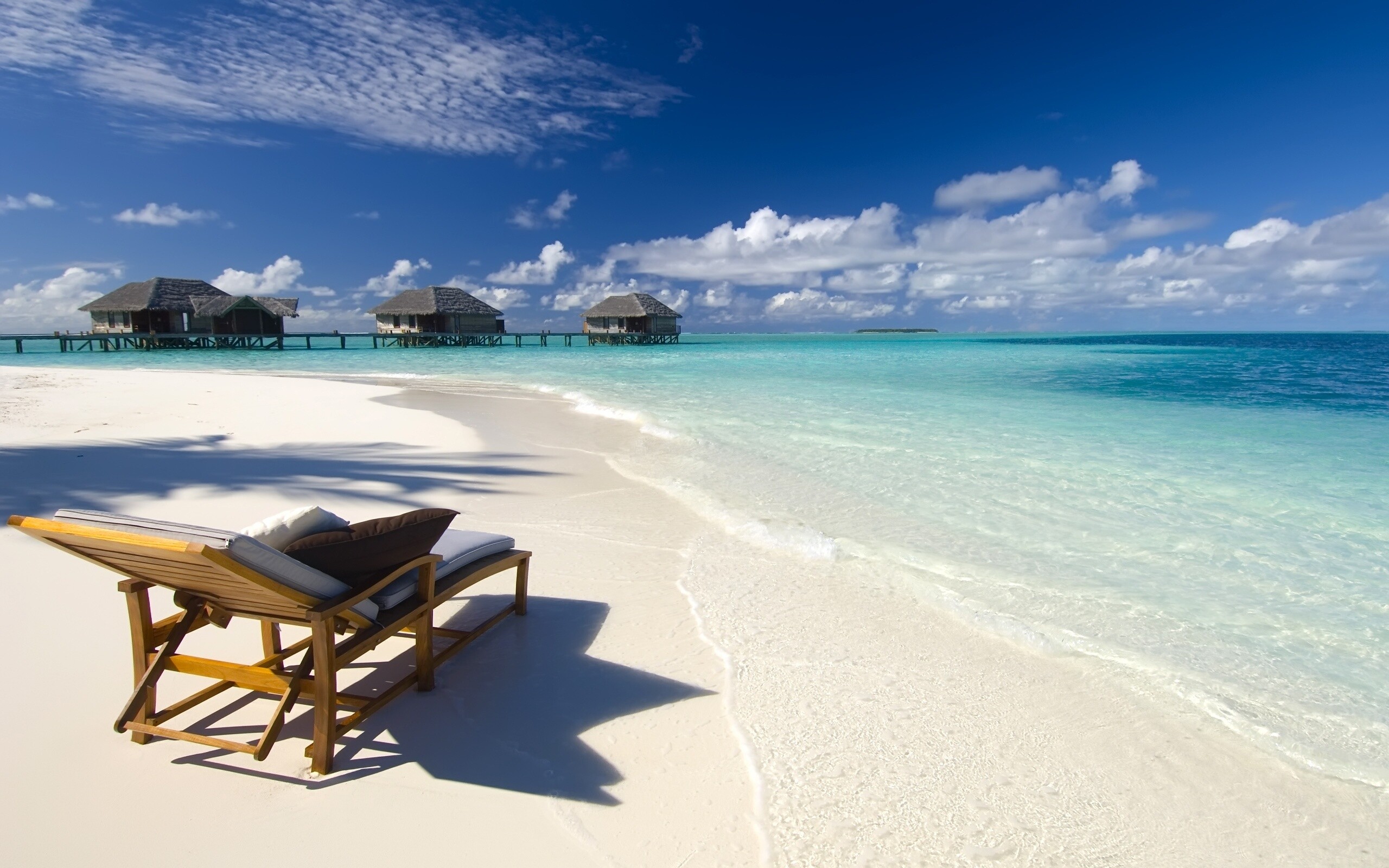 Clouds tropical sky, Maldives chair, Beach resolution, Scenic beauty, 2560x1600 HD Desktop