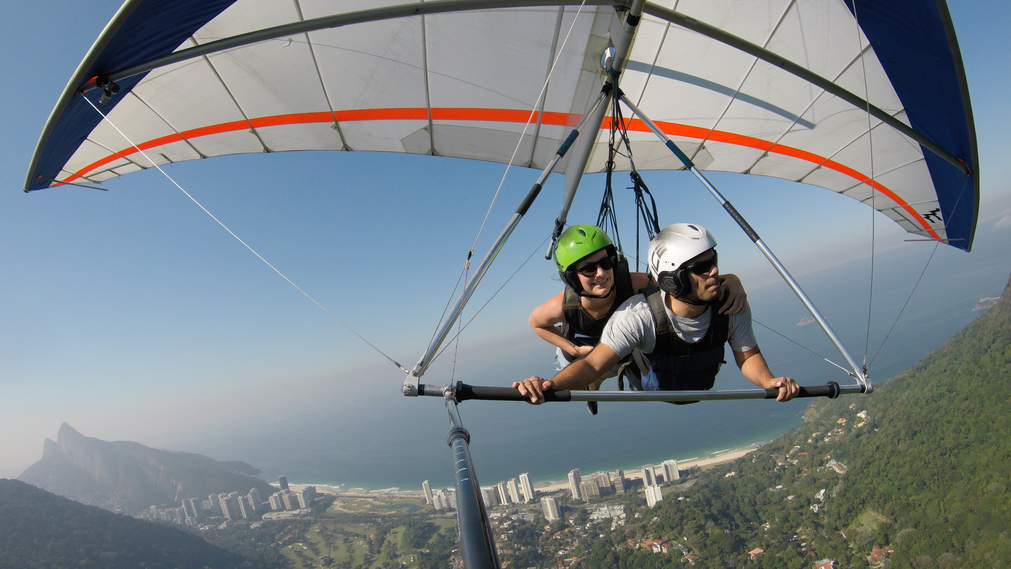 Hang Gliding: Tandem, Hang gliders, Rio de Janeiro, A triangle control frame. 3840x2160 4K Background.