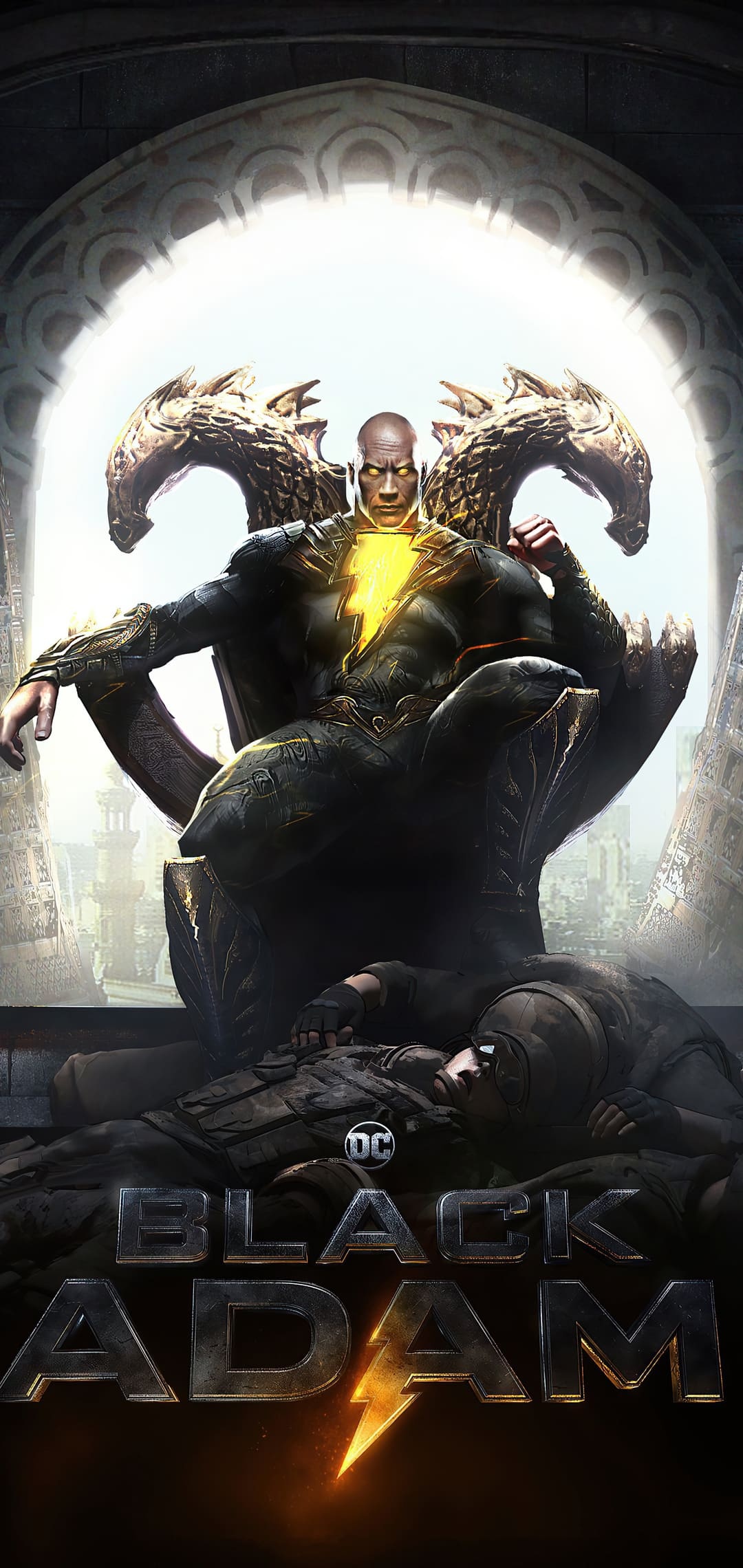 Black Adam, Superhero adventure, Dwayne Johnson, Powerful anti-hero, 1080x2280 HD Phone