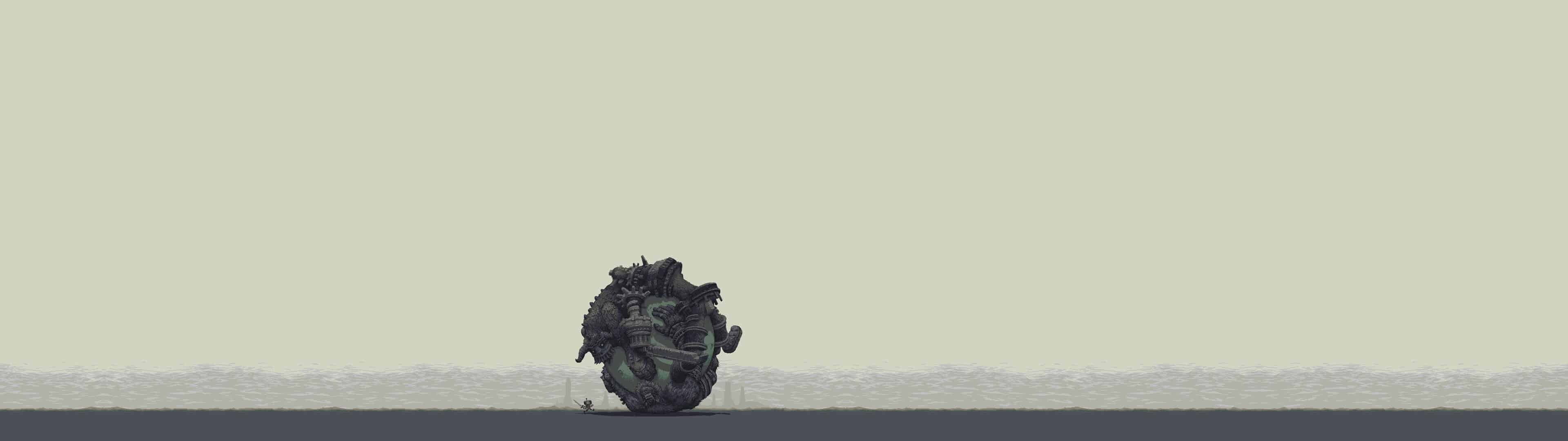 Shadow of the Colossus: Received "Best Character Design" award at the 2006 Game Developers Choice Awards. 3840x1080 Dual Screen Wallpaper.