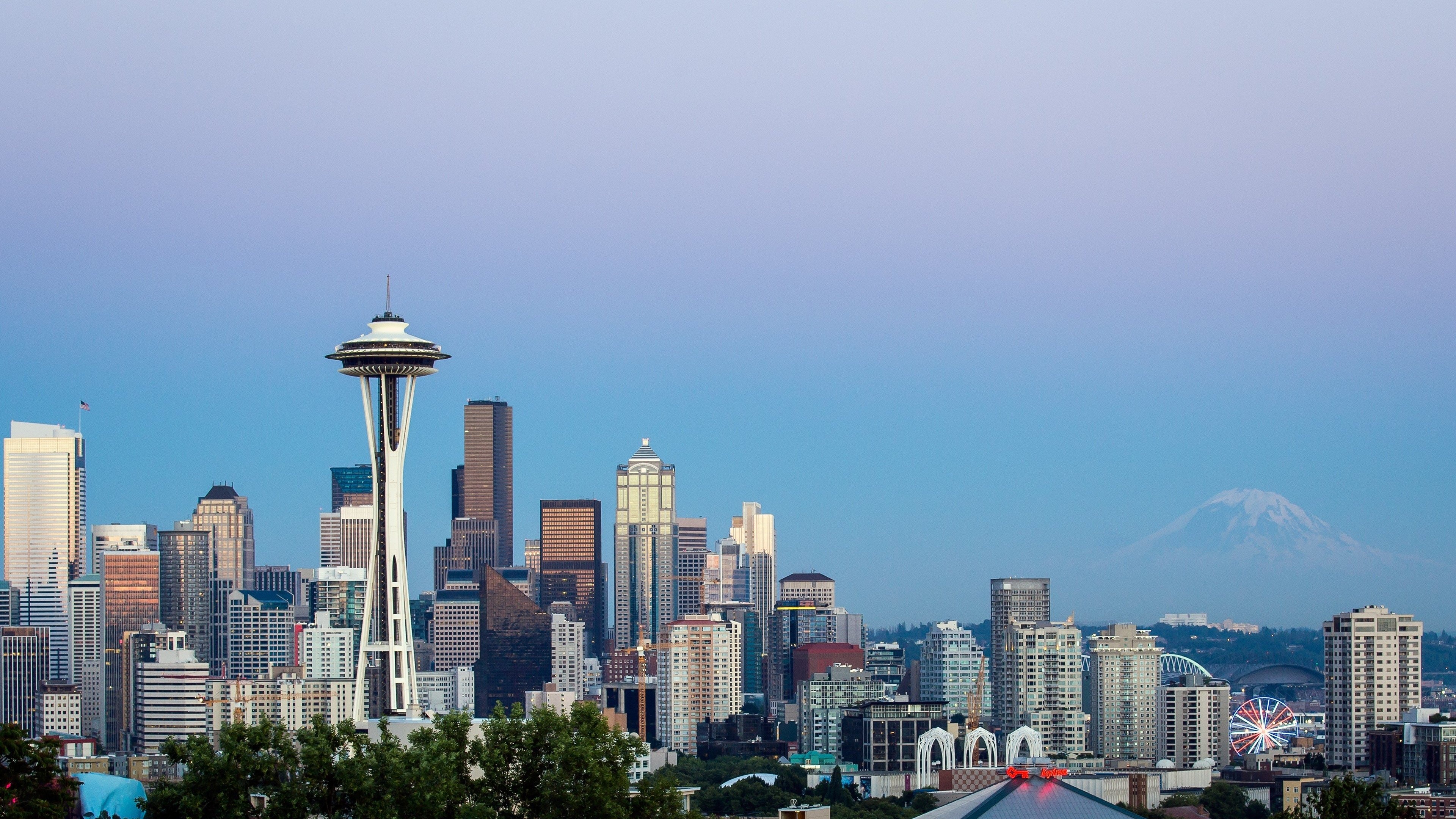 Seattle Skyline, Iconic Space Needle, Stunning view, Skyline's glory, 3840x2160 4K Desktop