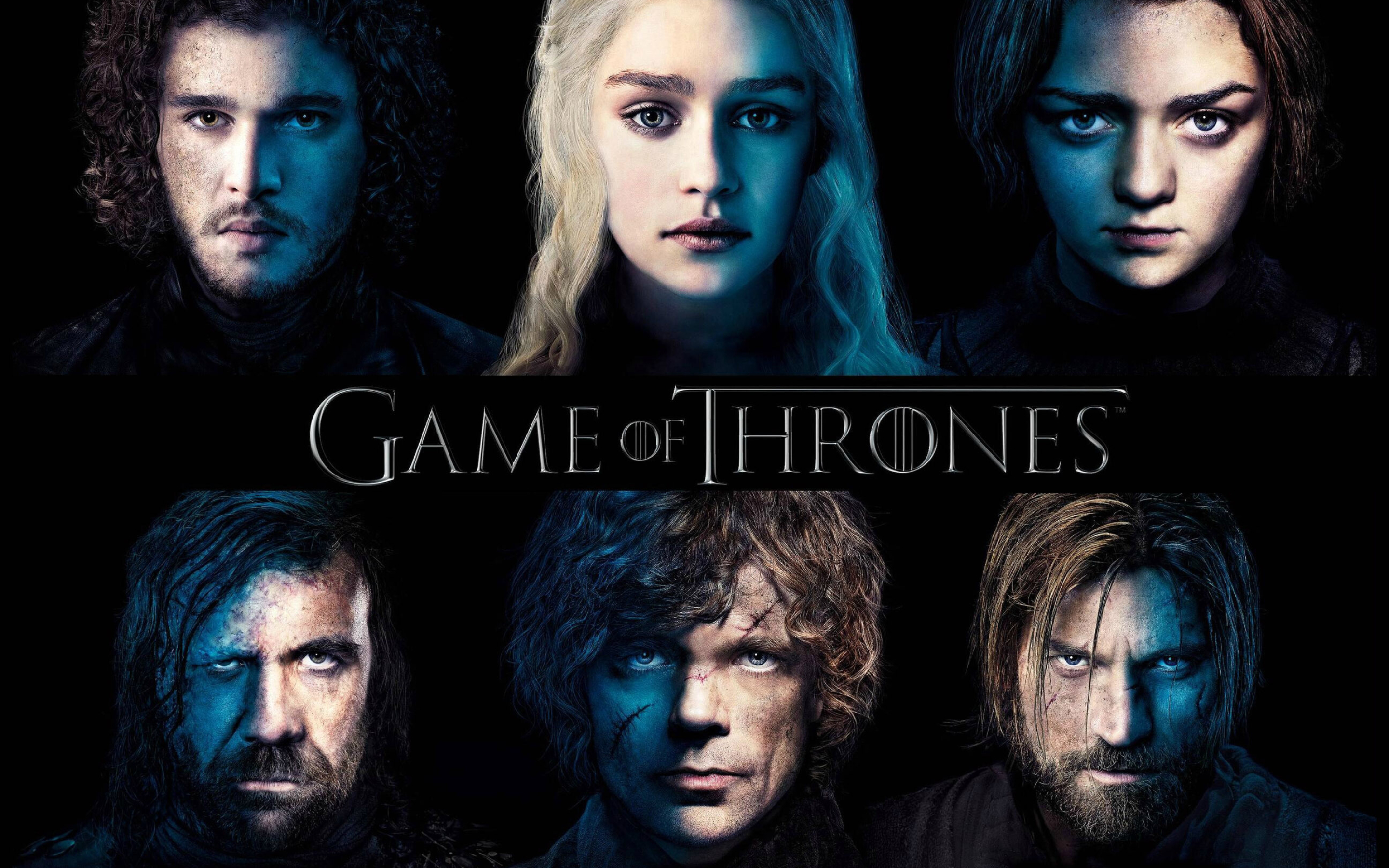 Game of Thrones: Jaime Lannister, Daenerys Targaryen, Jon Snow, Arya Stark, Sandor "The Hound" Clegane. 2880x1800 HD Wallpaper.