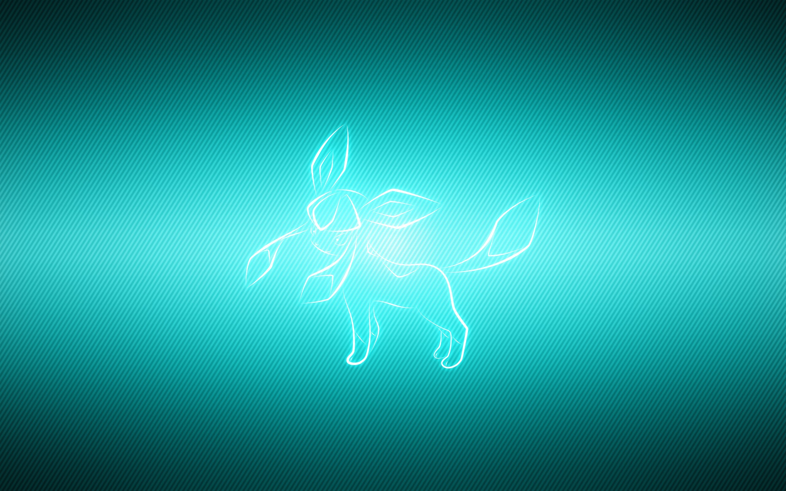 Glaceon: Two long blue strips dangling from either side of the head, Glowing creature, Pokemon. 2560x1600 HD Background.