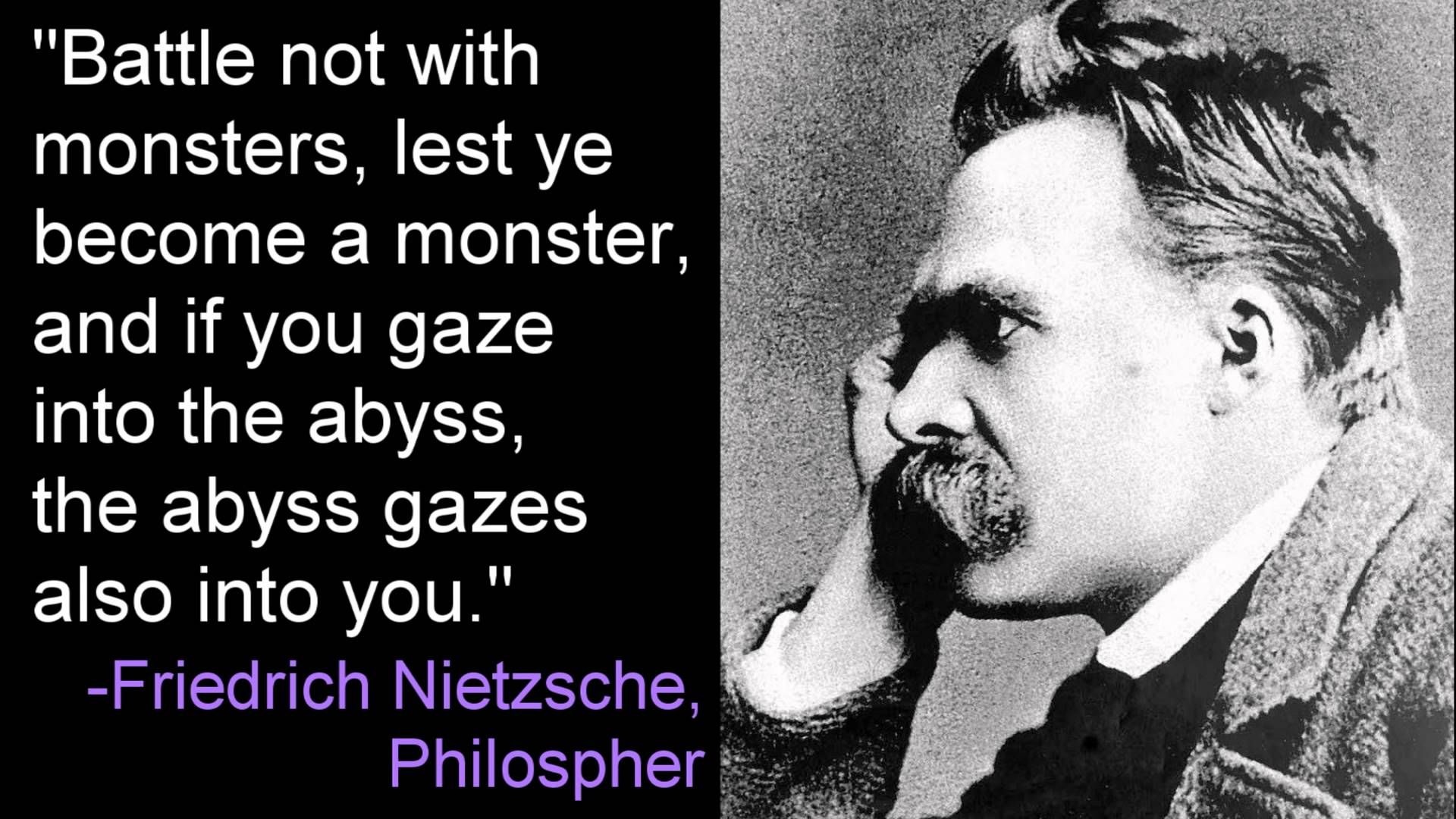 Staring into the abyss, Nietzsche quotes, Friedrich Nietzsche, The abyss, 1920x1080 Full HD Desktop
