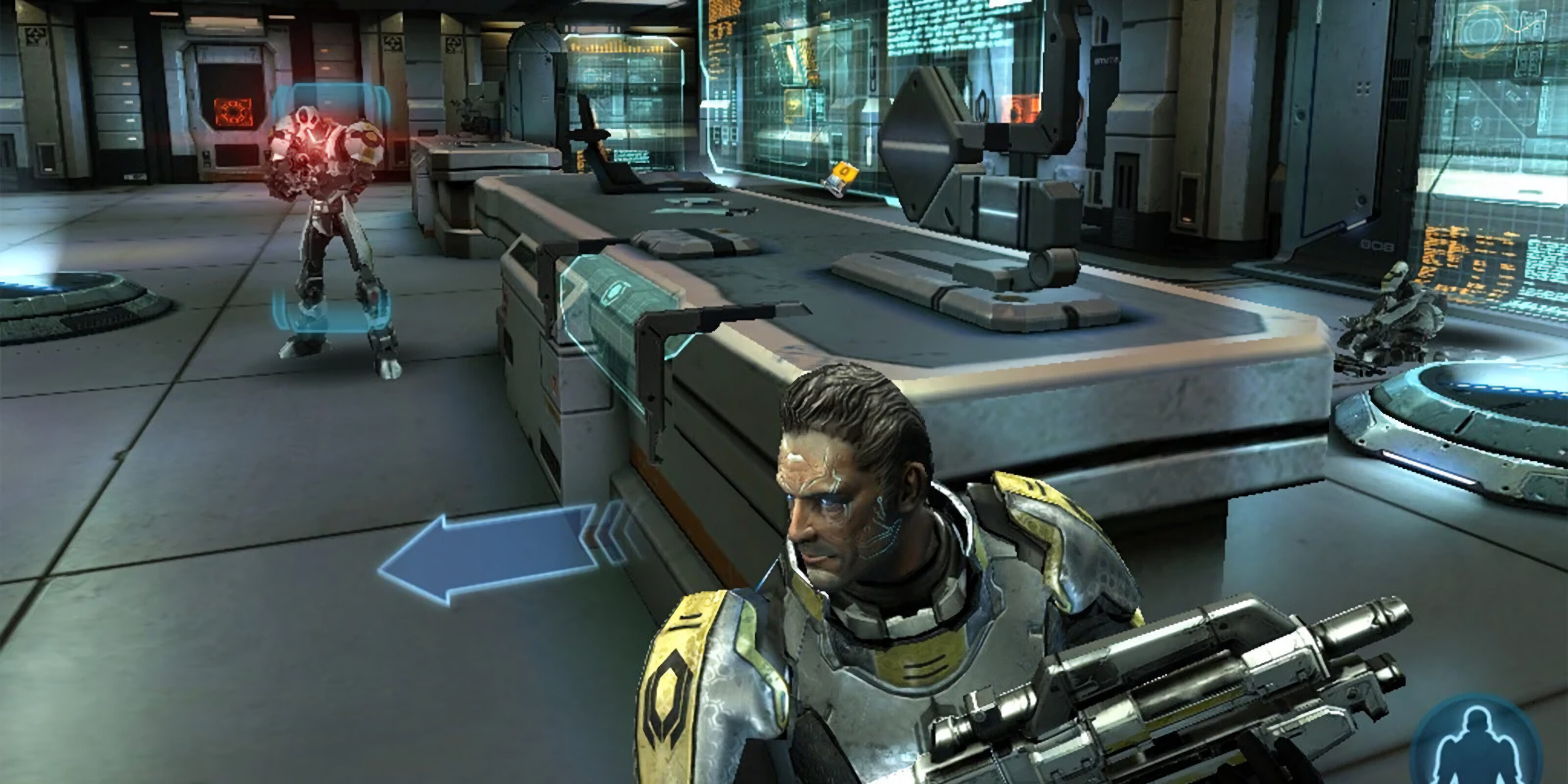 Mass Effect Infiltrator, Advanced weaponry, Intense firefights, Navigating alien worlds, 3200x1600 Dual Screen Desktop