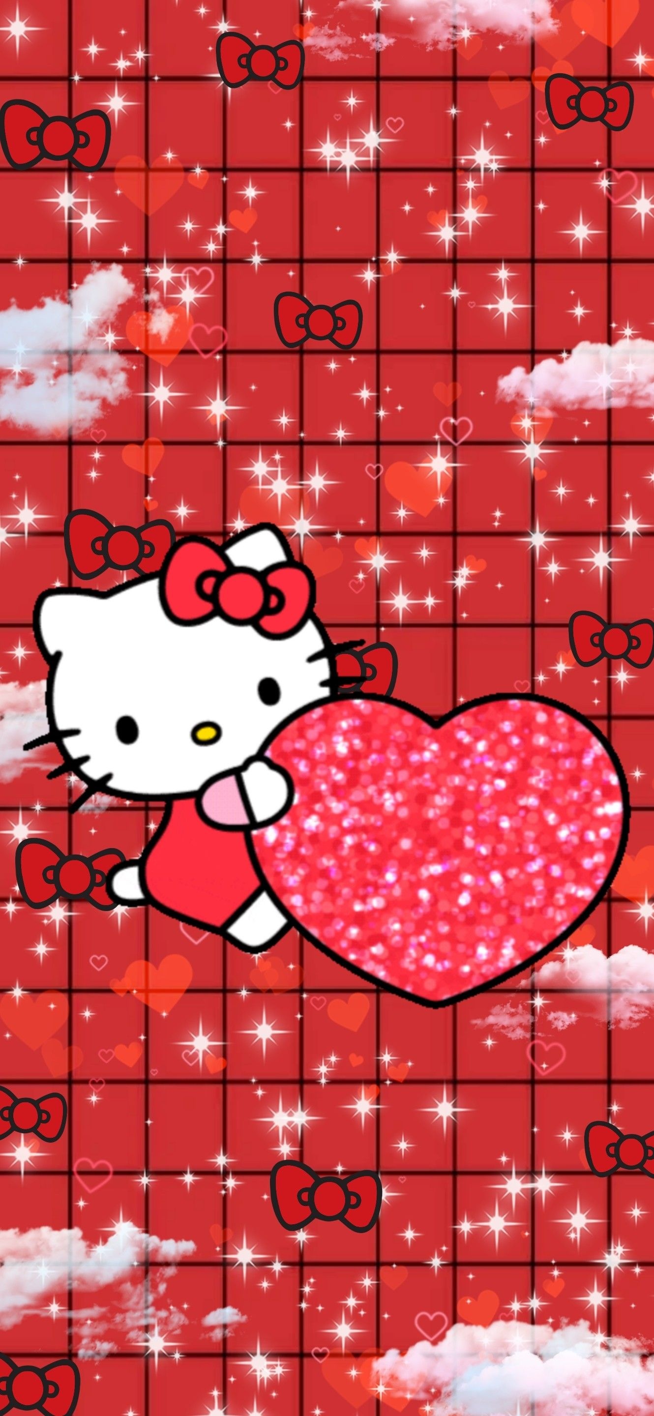Hello Kitty Valentine's Day, Red aesthetics, Phone wallpapers, Lovely illustrations, 1330x2880 HD Phone