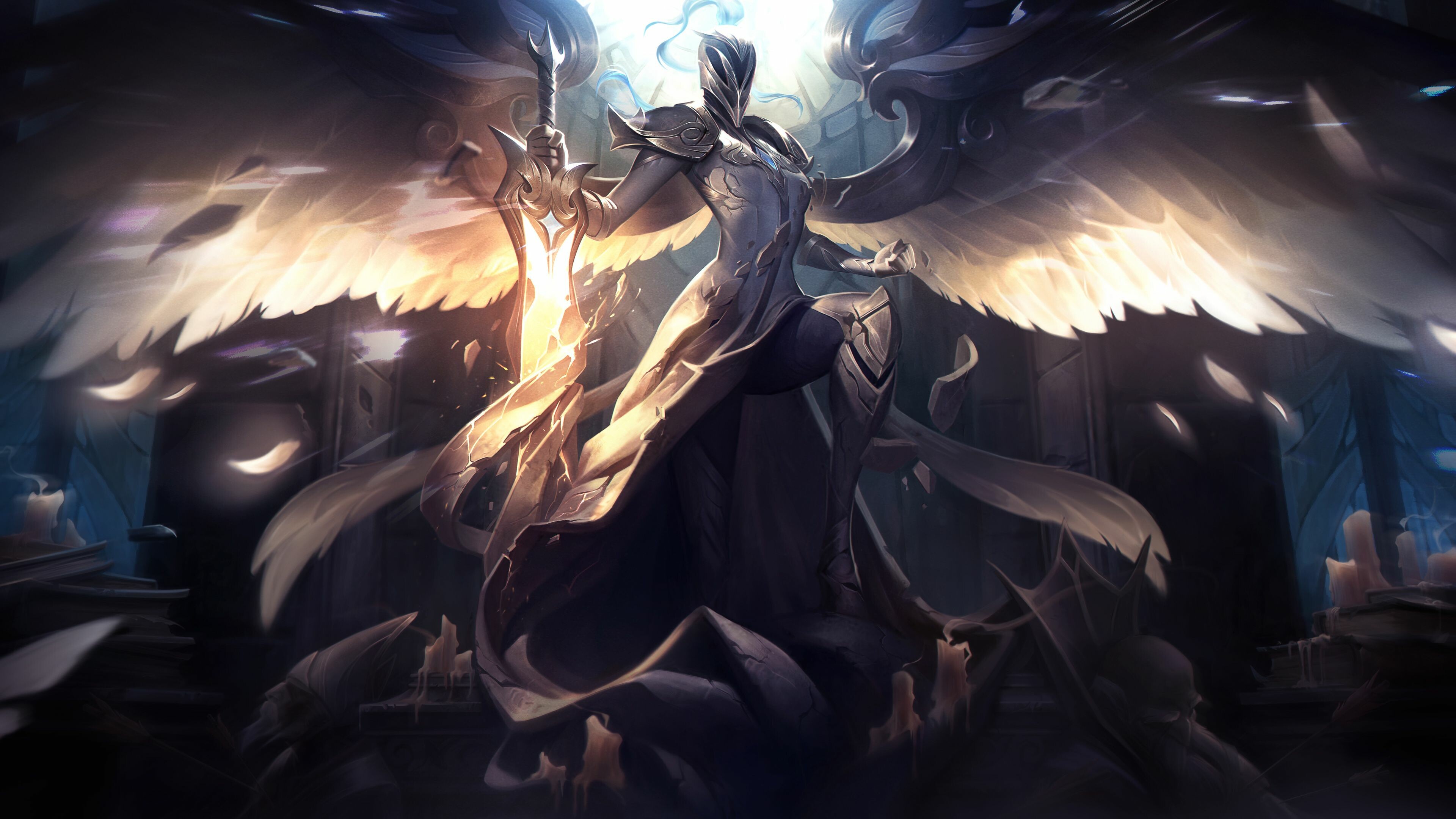 League of Legends: Kayle, Born to a Targonian Aspect during the Rune Wars. 3840x2160 4K Wallpaper.