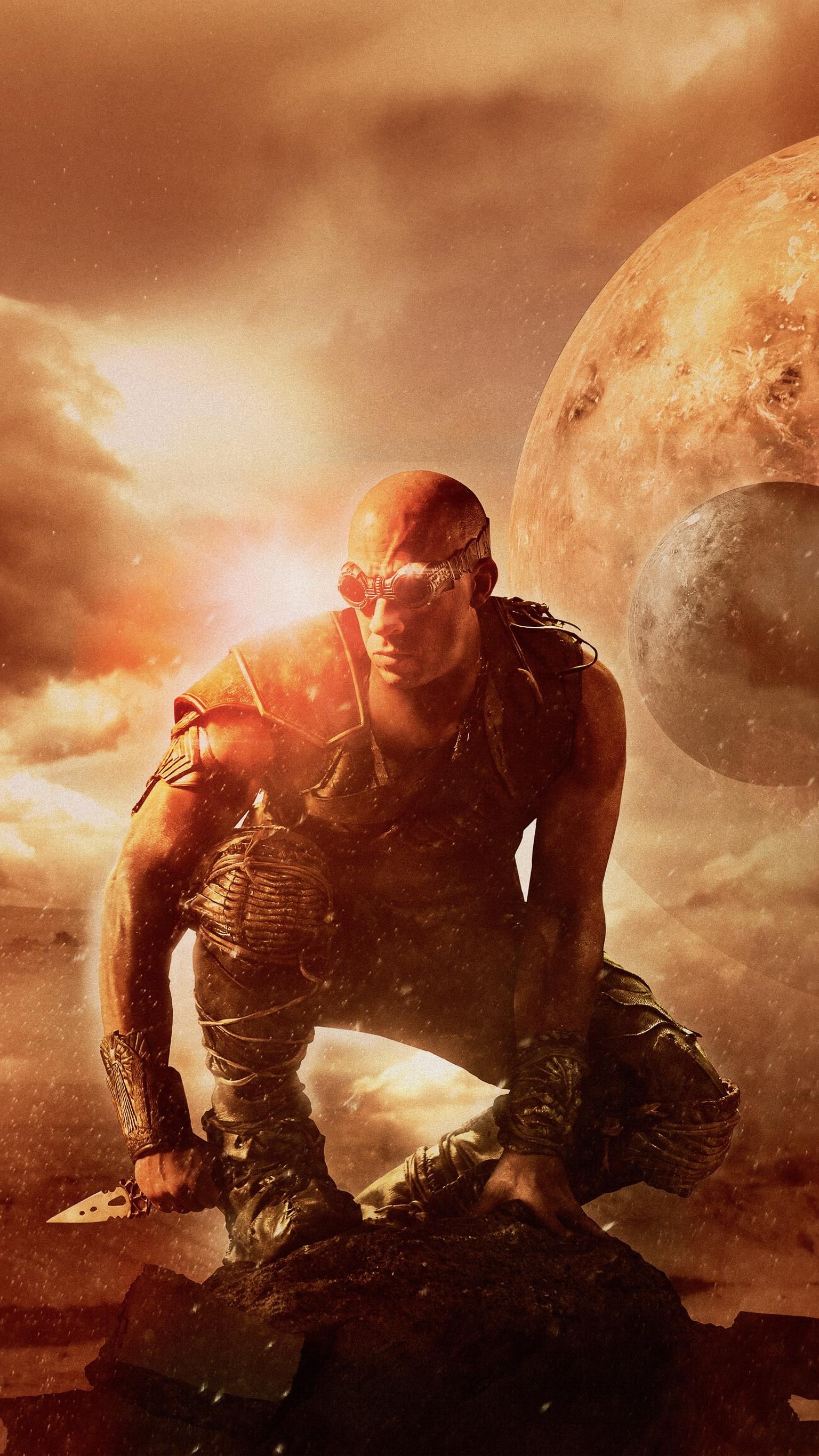 Vin Diesel, Riddick 2013, badass movie, moviemania, 1540x2740 HD Phone