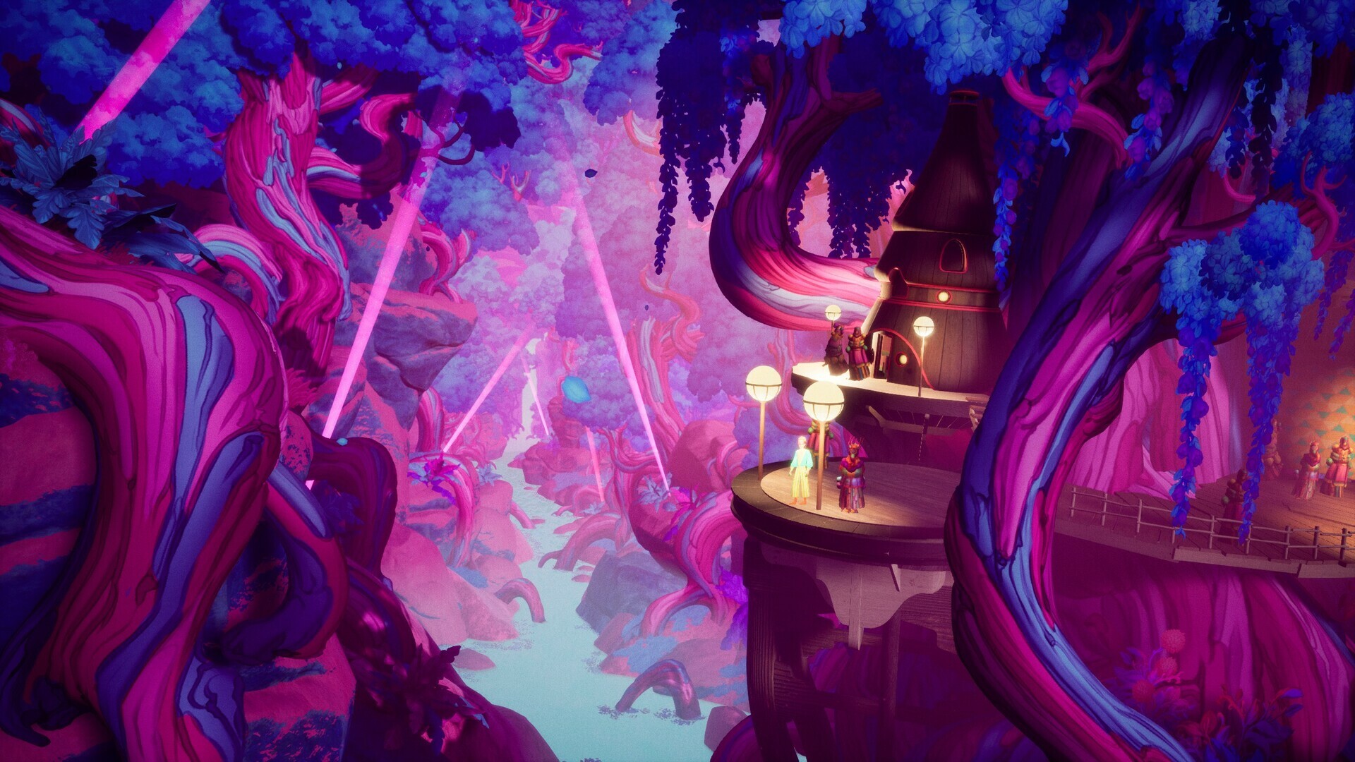 The Artful Escape: Environment art, Neon, Psychedelic, Beethoven and Dinosaur. 1920x1080 Full HD Wallpaper.