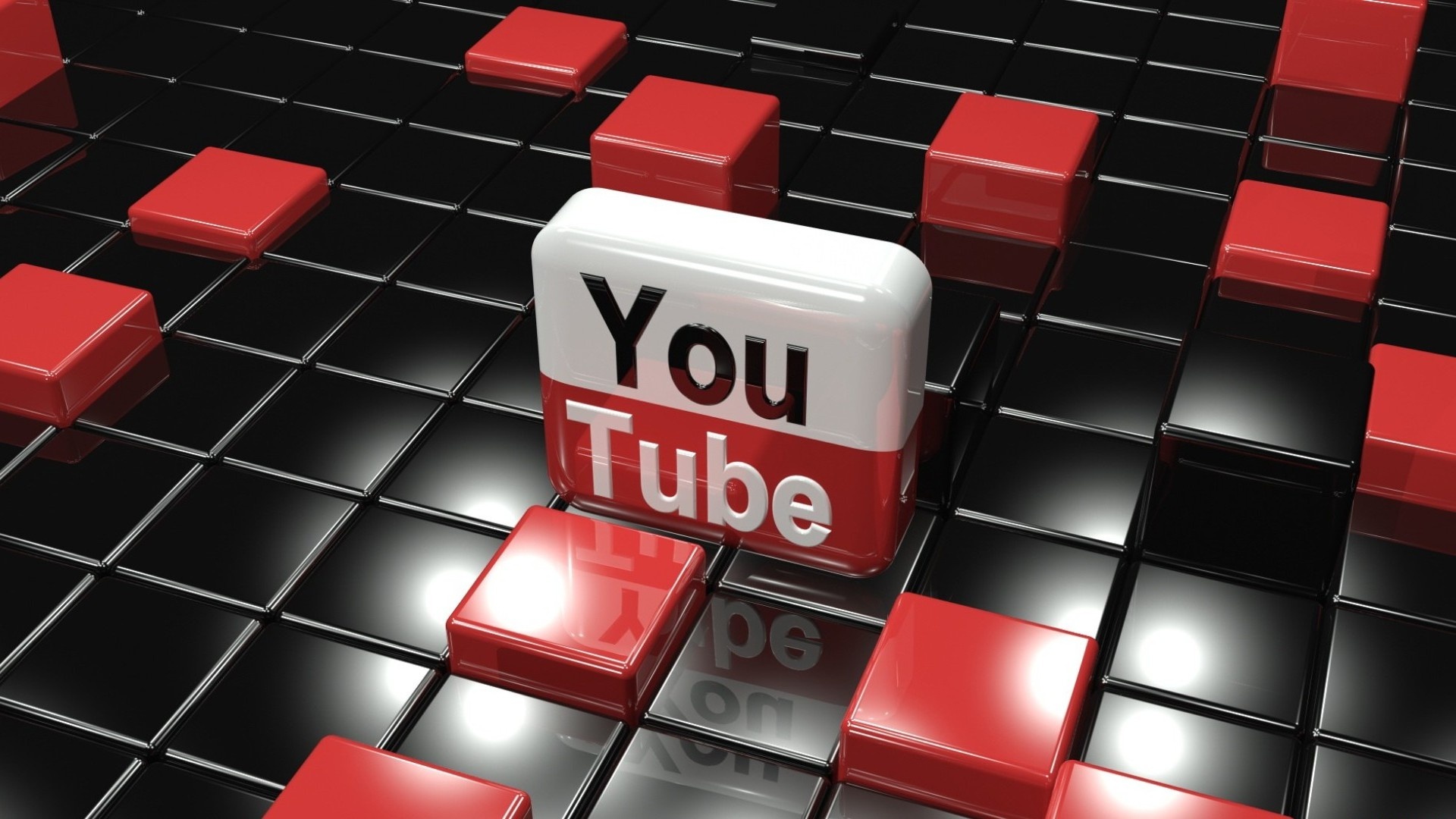YouTube: An American online video-sharing platform, Geometric, Glossy blocks. 1920x1080 Full HD Background.