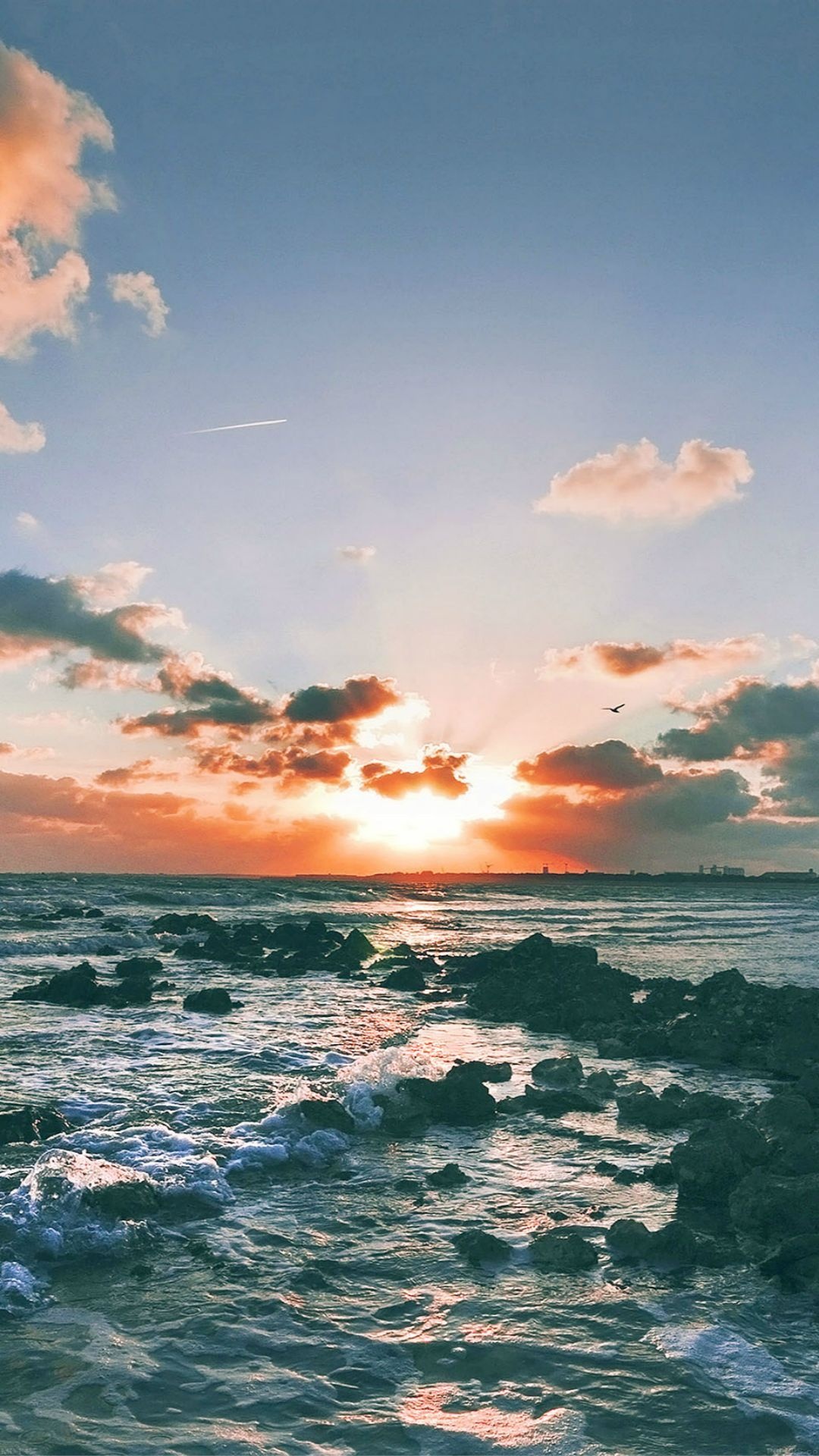 Ocean sunset, Barbados travels, Tropical paradise, Golden sky, 1080x1920 Full HD Phone